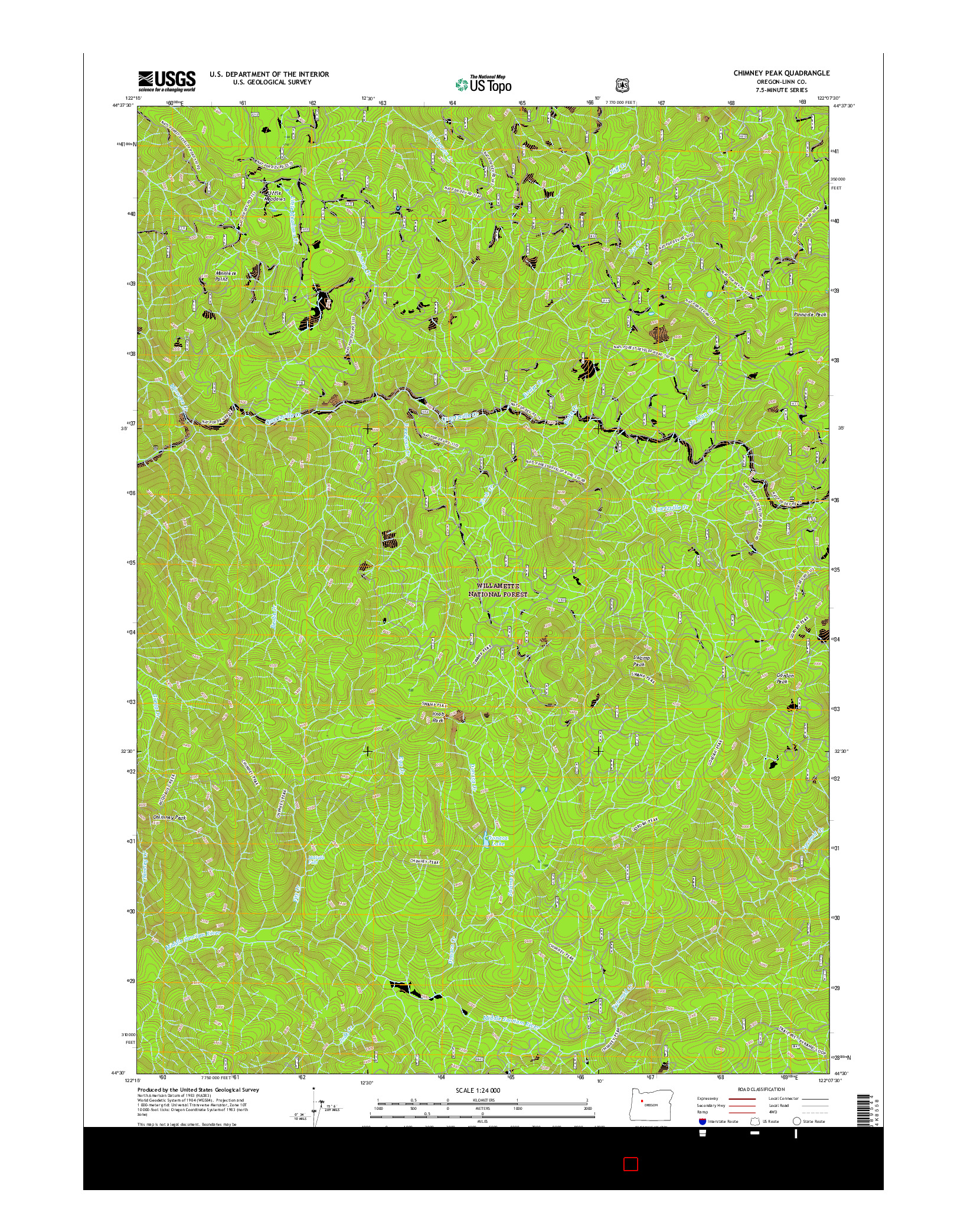 USGS US TOPO 7.5-MINUTE MAP FOR CHIMNEY PEAK, OR 2017