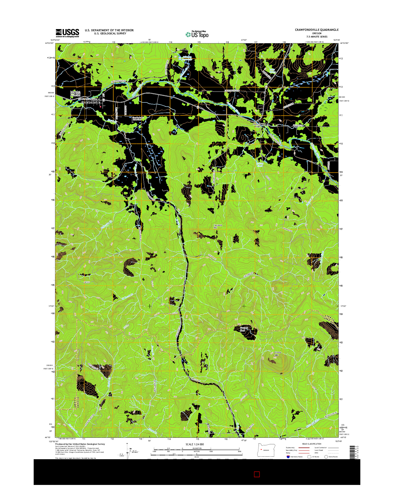 USGS US TOPO 7.5-MINUTE MAP FOR CRAWFORDSVILLE, OR 2017