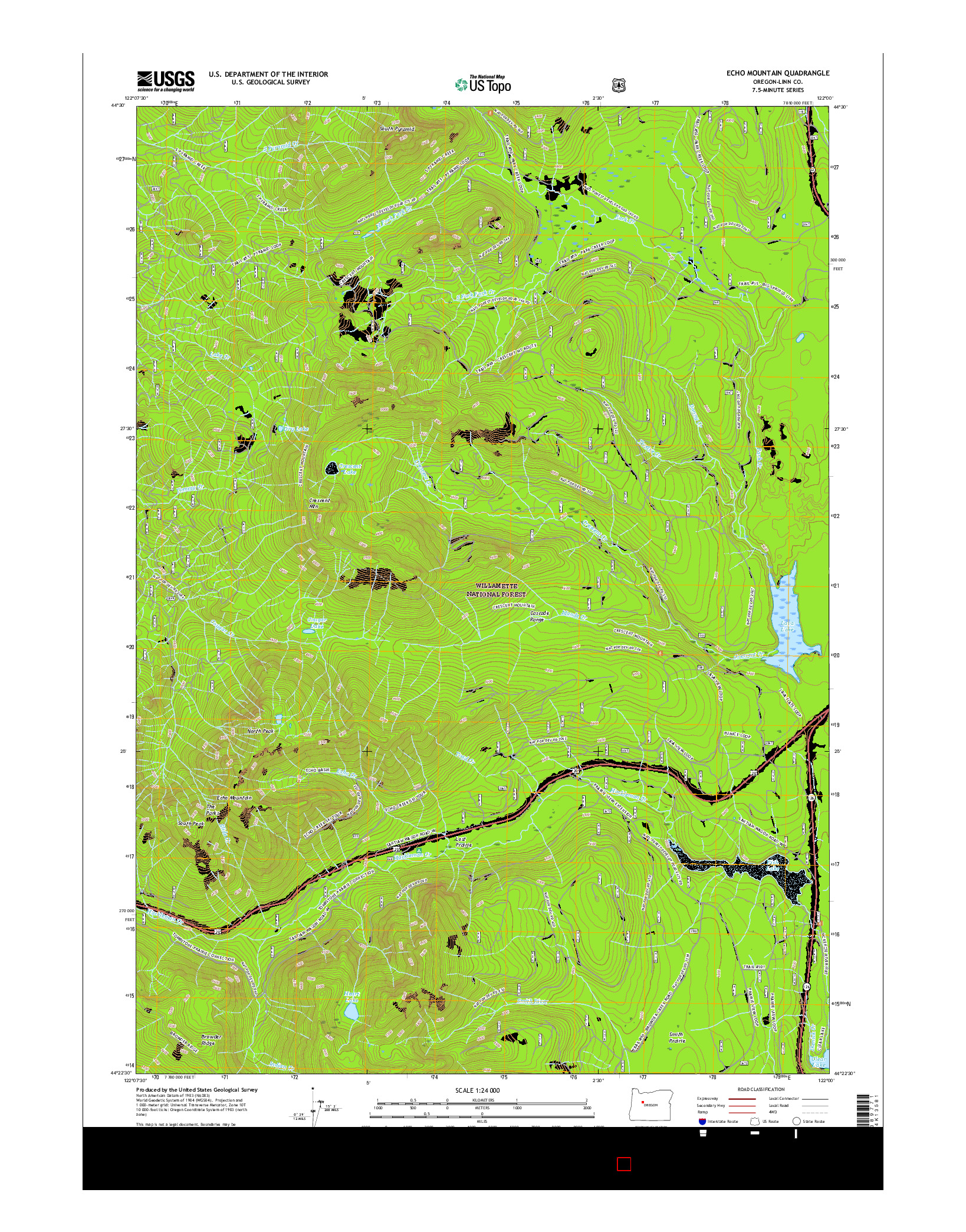 USGS US TOPO 7.5-MINUTE MAP FOR ECHO MOUNTAIN, OR 2017
