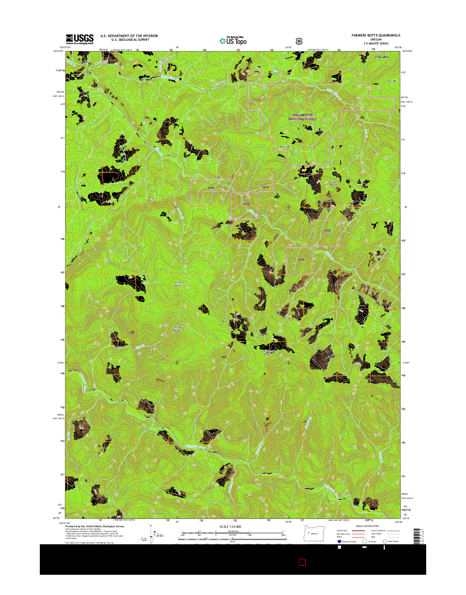 USGS US TOPO 7.5-MINUTE MAP FOR FARMERS BUTTE, OR 2017