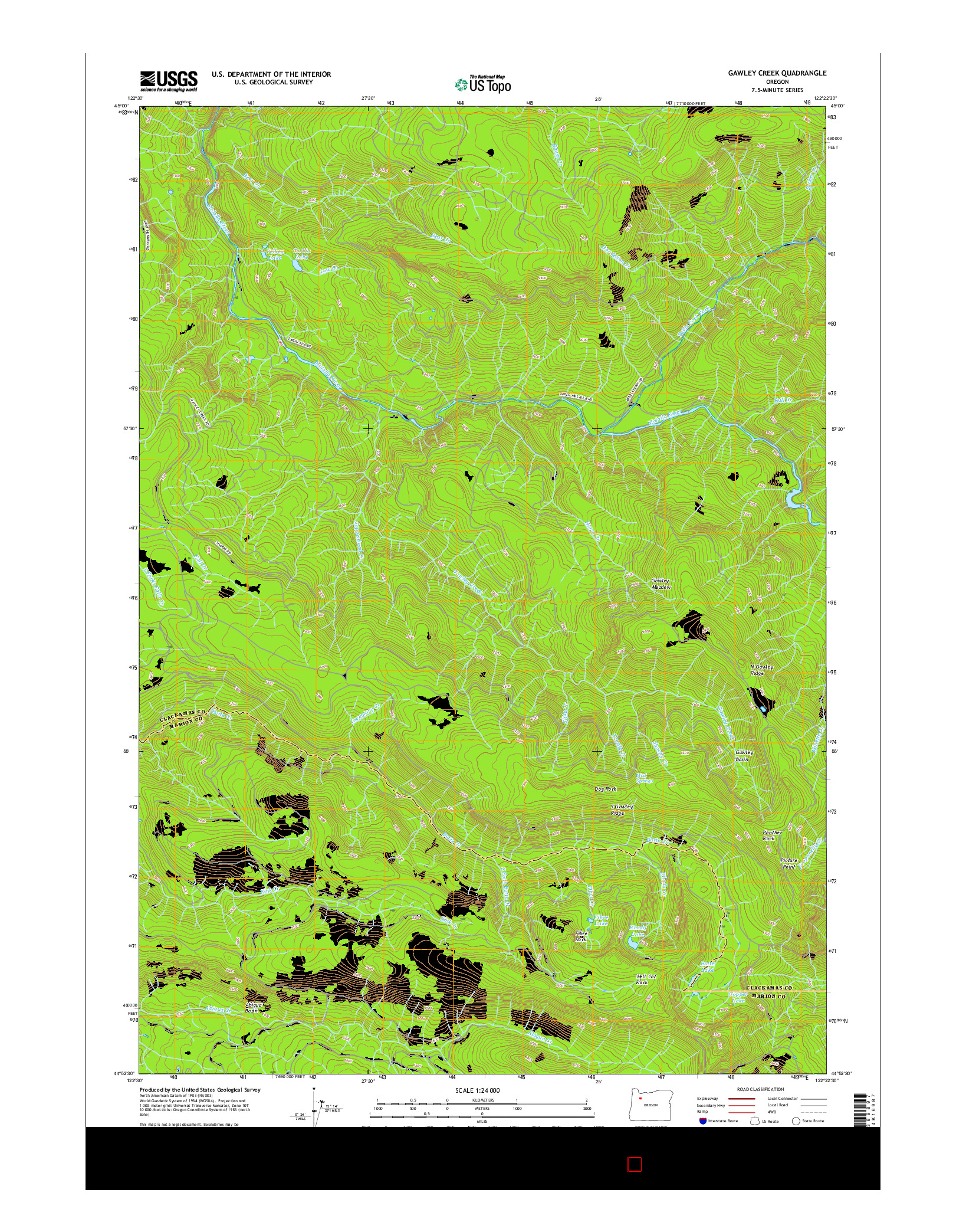 USGS US TOPO 7.5-MINUTE MAP FOR GAWLEY CREEK, OR 2017