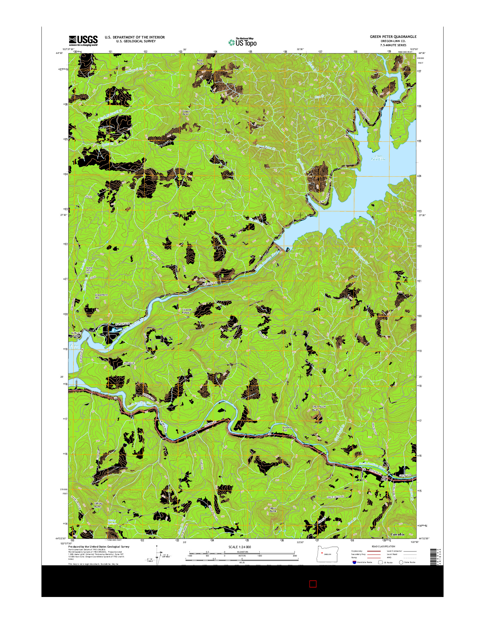 USGS US TOPO 7.5-MINUTE MAP FOR GREEN PETER, OR 2017