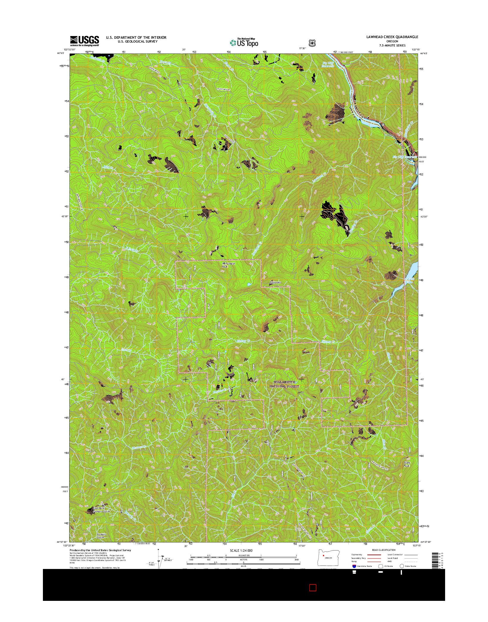 USGS US TOPO 7.5-MINUTE MAP FOR LAWHEAD CREEK, OR 2017