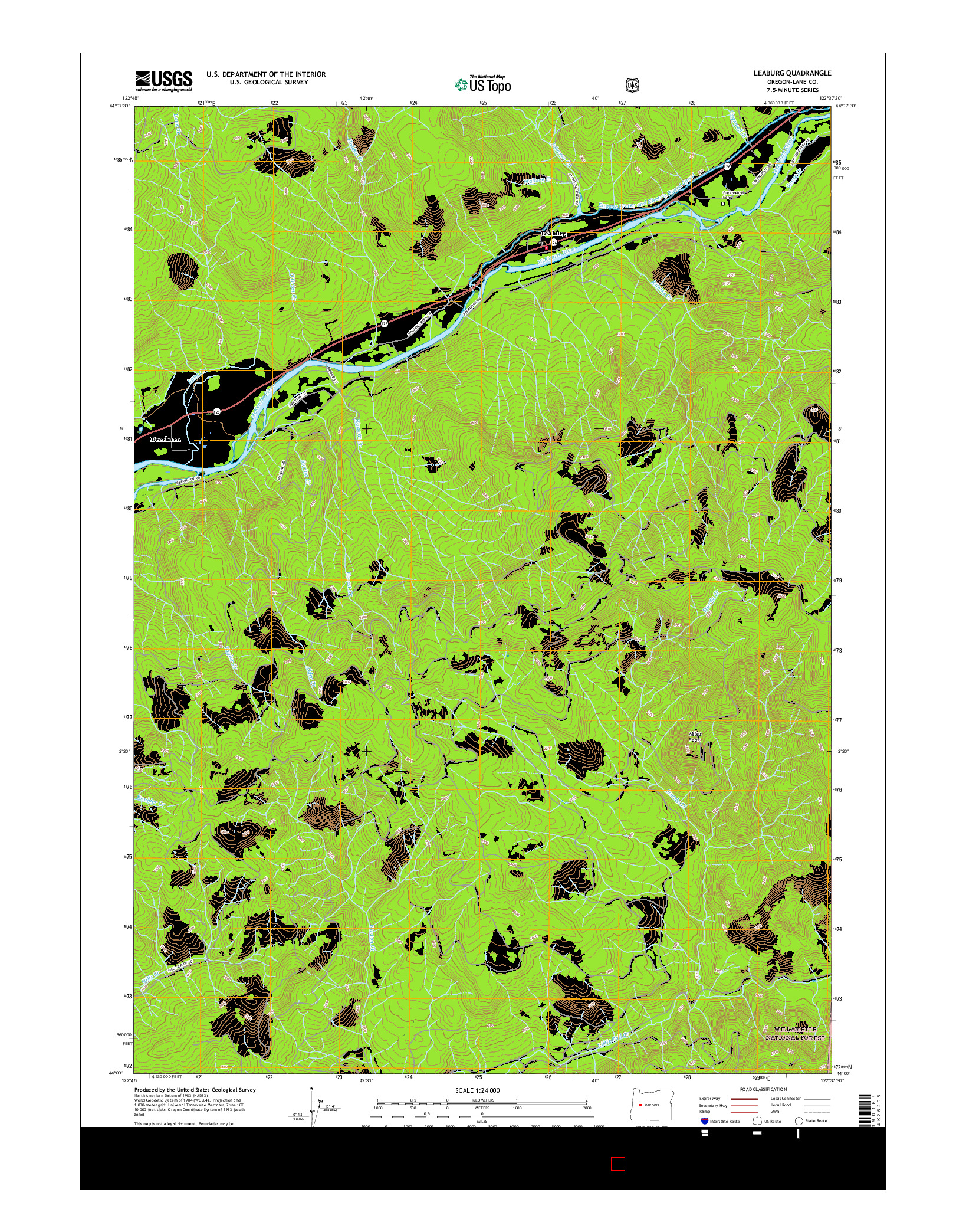 USGS US TOPO 7.5-MINUTE MAP FOR LEABURG, OR 2017