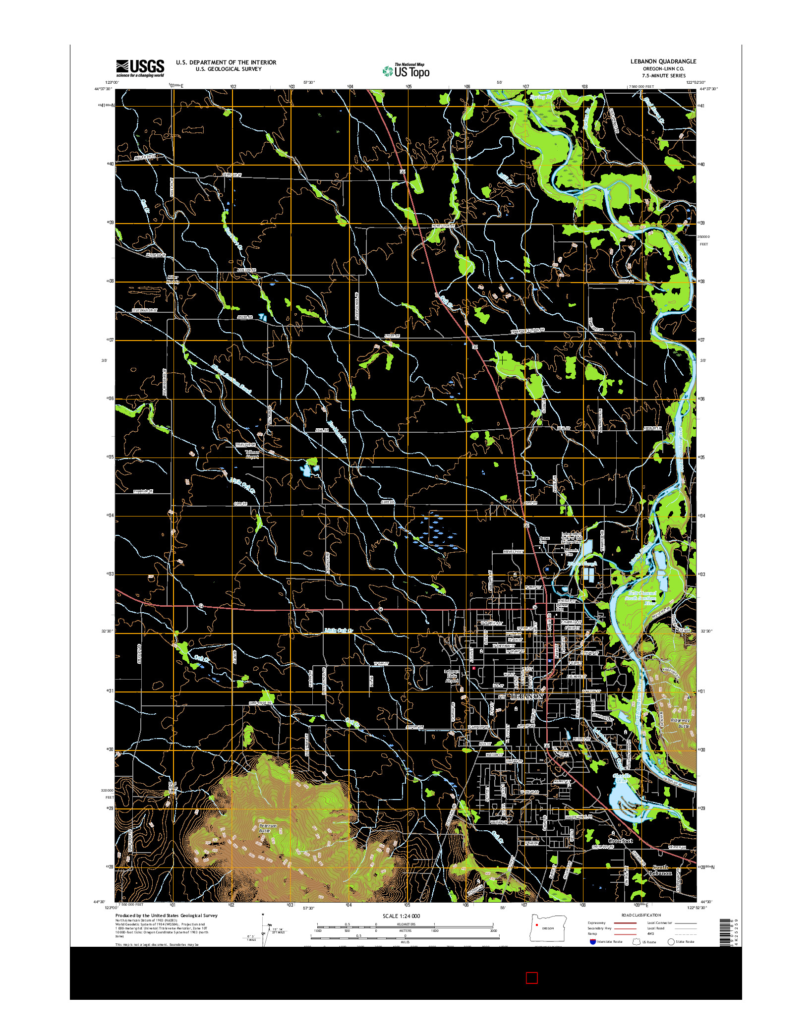 USGS US TOPO 7.5-MINUTE MAP FOR LEBANON, OR 2017