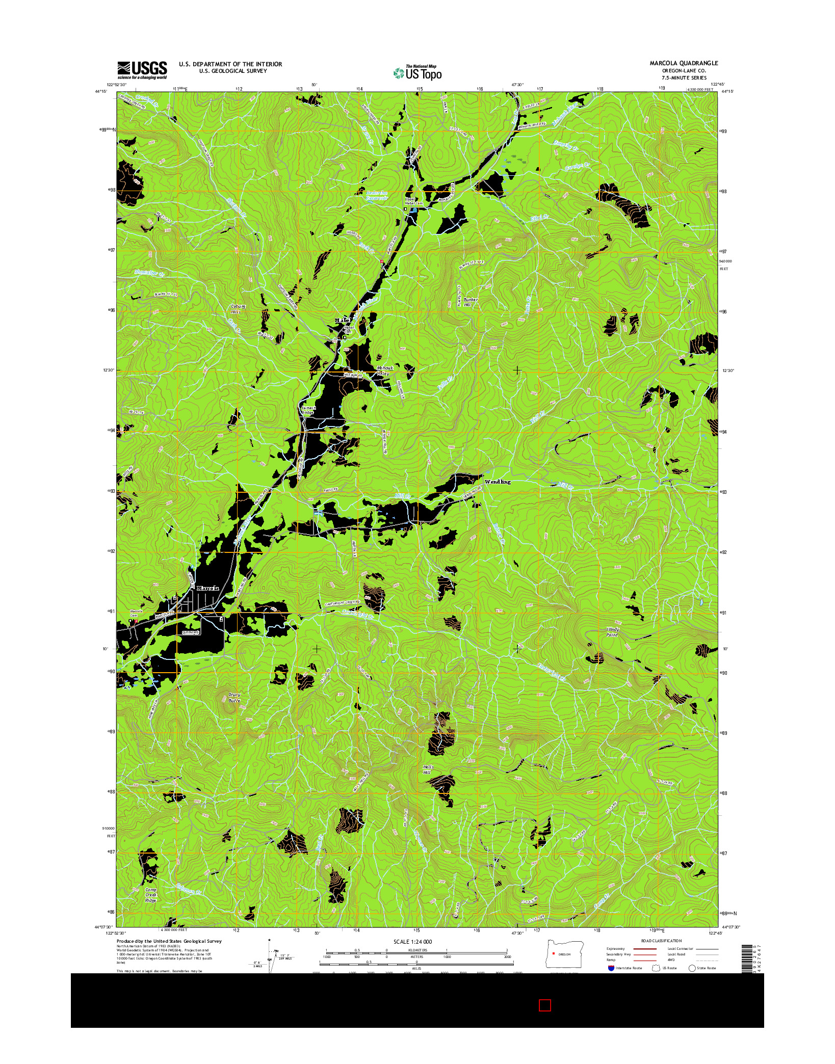 USGS US TOPO 7.5-MINUTE MAP FOR MARCOLA, OR 2017