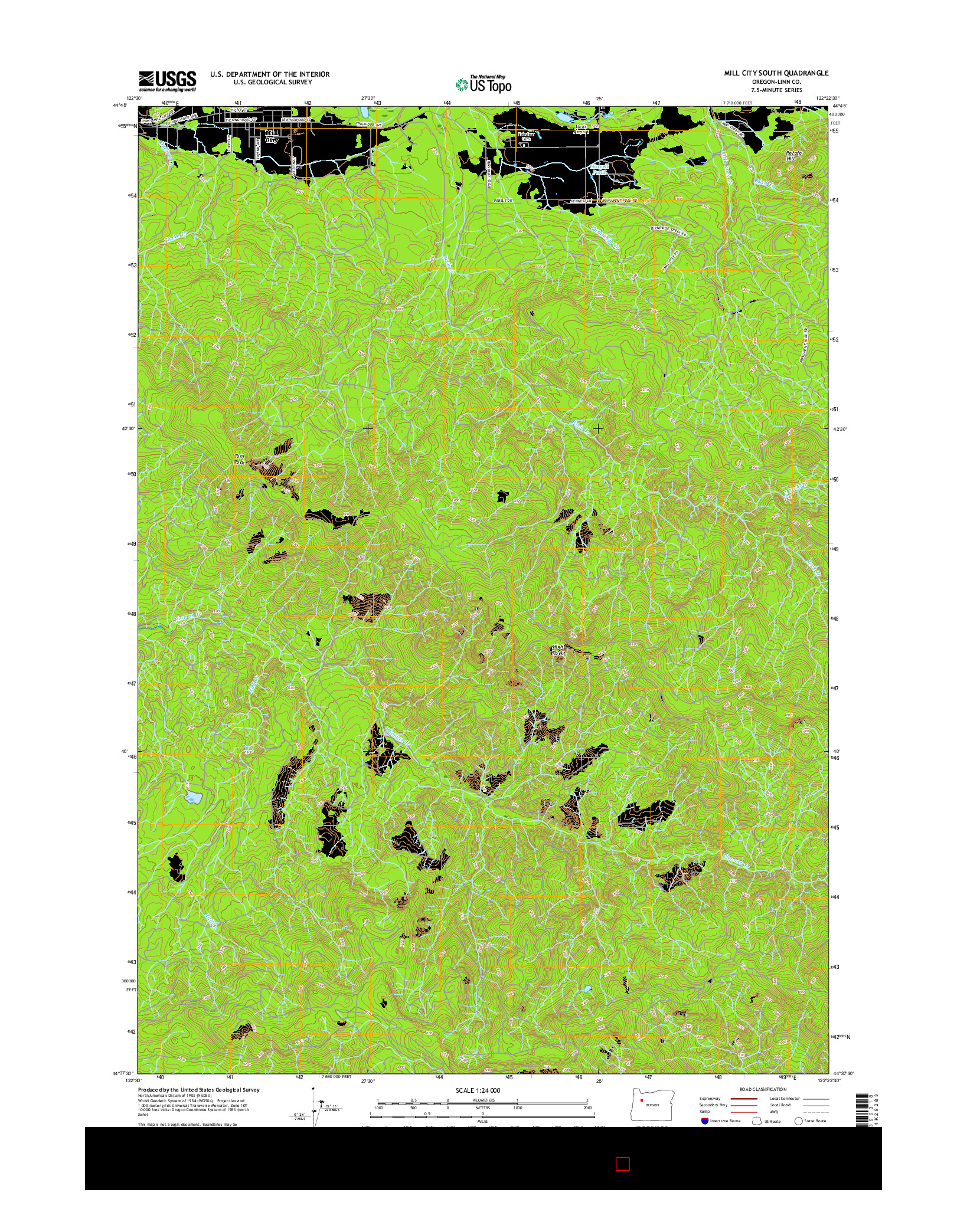 USGS US TOPO 7.5-MINUTE MAP FOR MILL CITY SOUTH, OR 2017