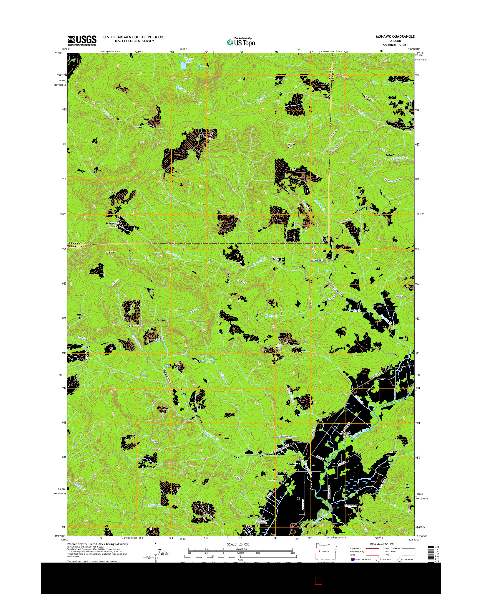 USGS US TOPO 7.5-MINUTE MAP FOR MOHAWK, OR 2017