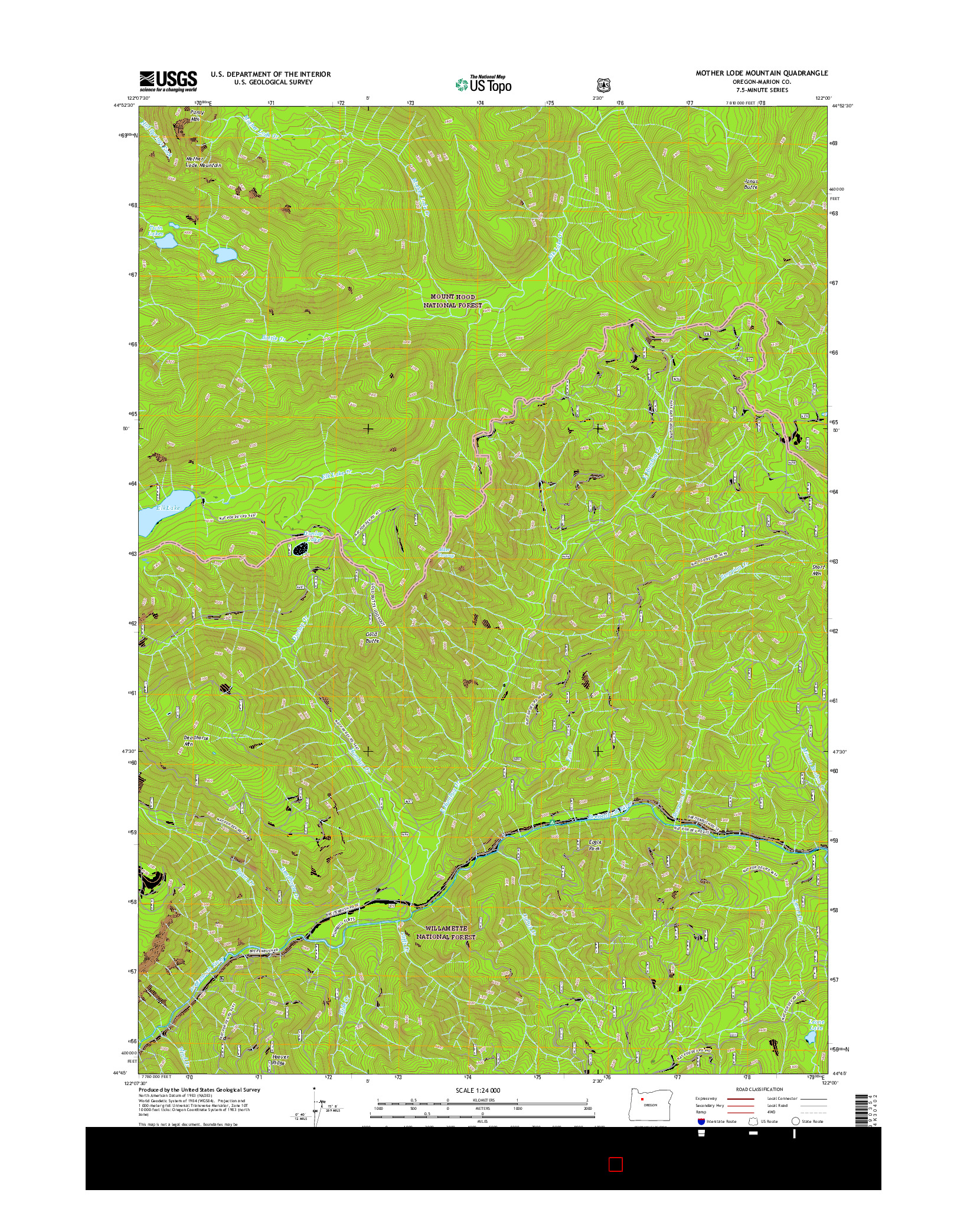 USGS US TOPO 7.5-MINUTE MAP FOR MOTHER LODE MOUNTAIN, OR 2017