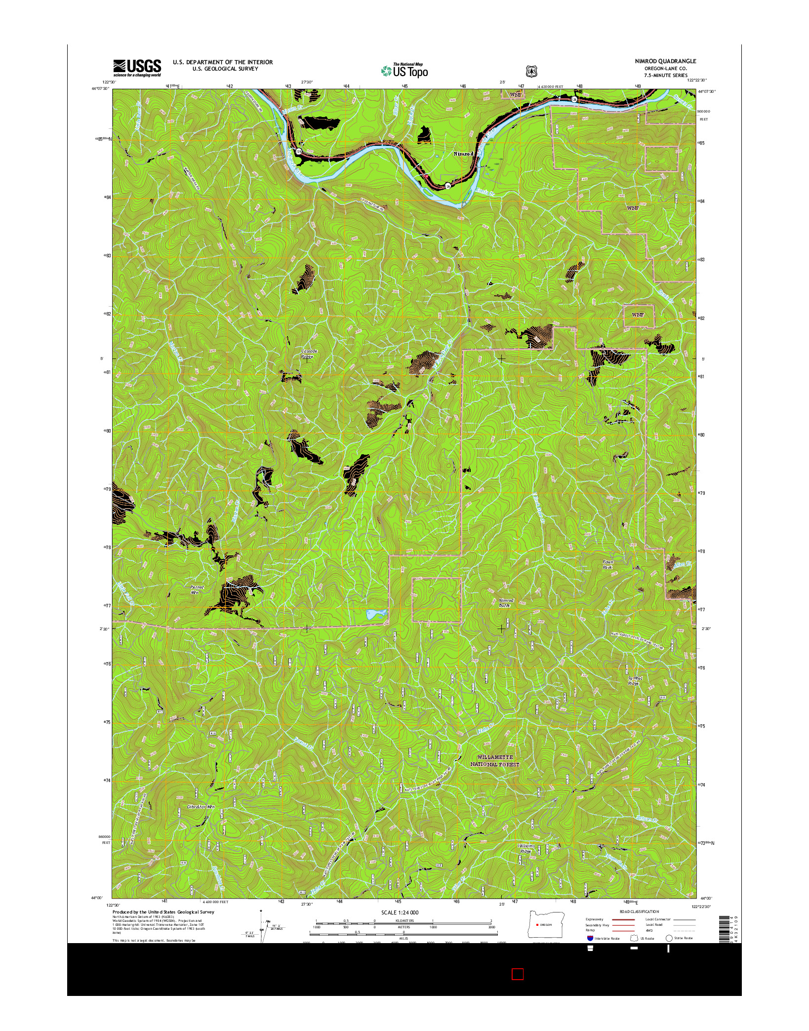 USGS US TOPO 7.5-MINUTE MAP FOR NIMROD, OR 2017