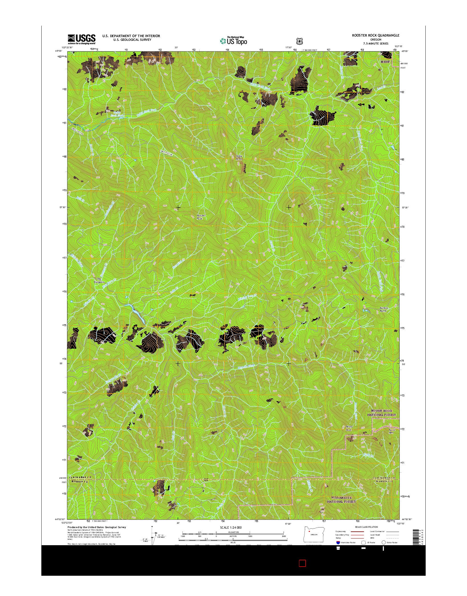 USGS US TOPO 7.5-MINUTE MAP FOR ROOSTER ROCK, OR 2017