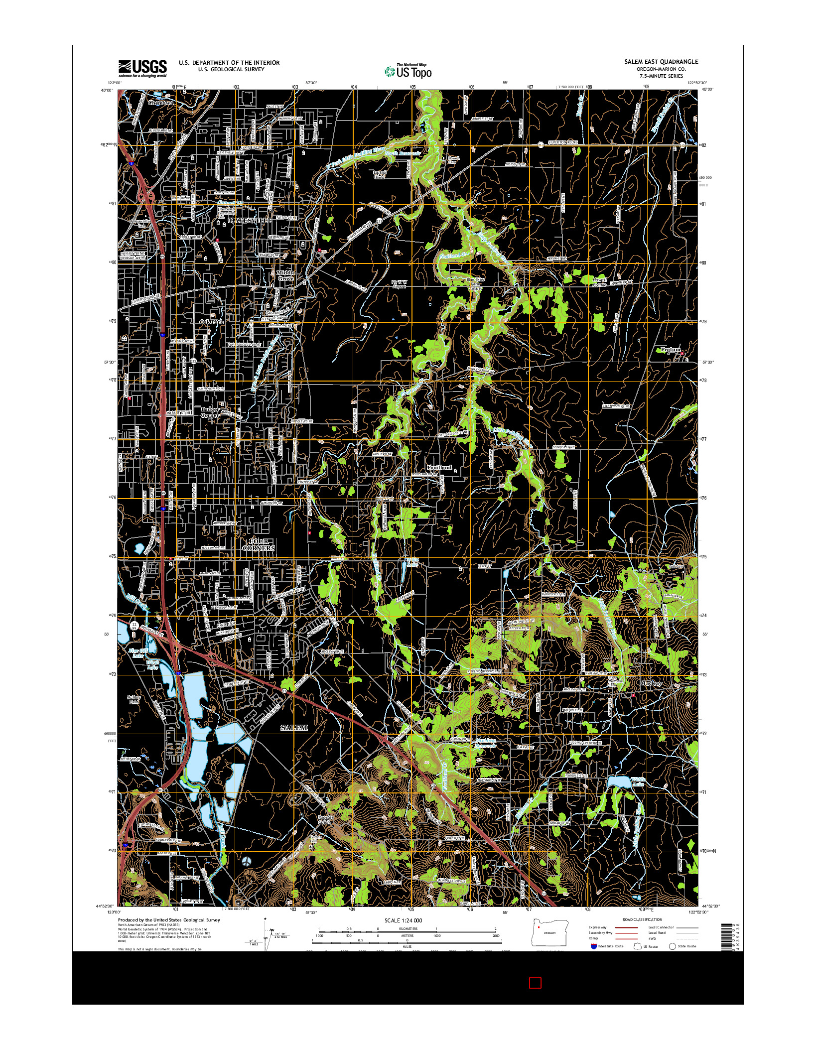 USGS US TOPO 7.5-MINUTE MAP FOR SALEM EAST, OR 2017