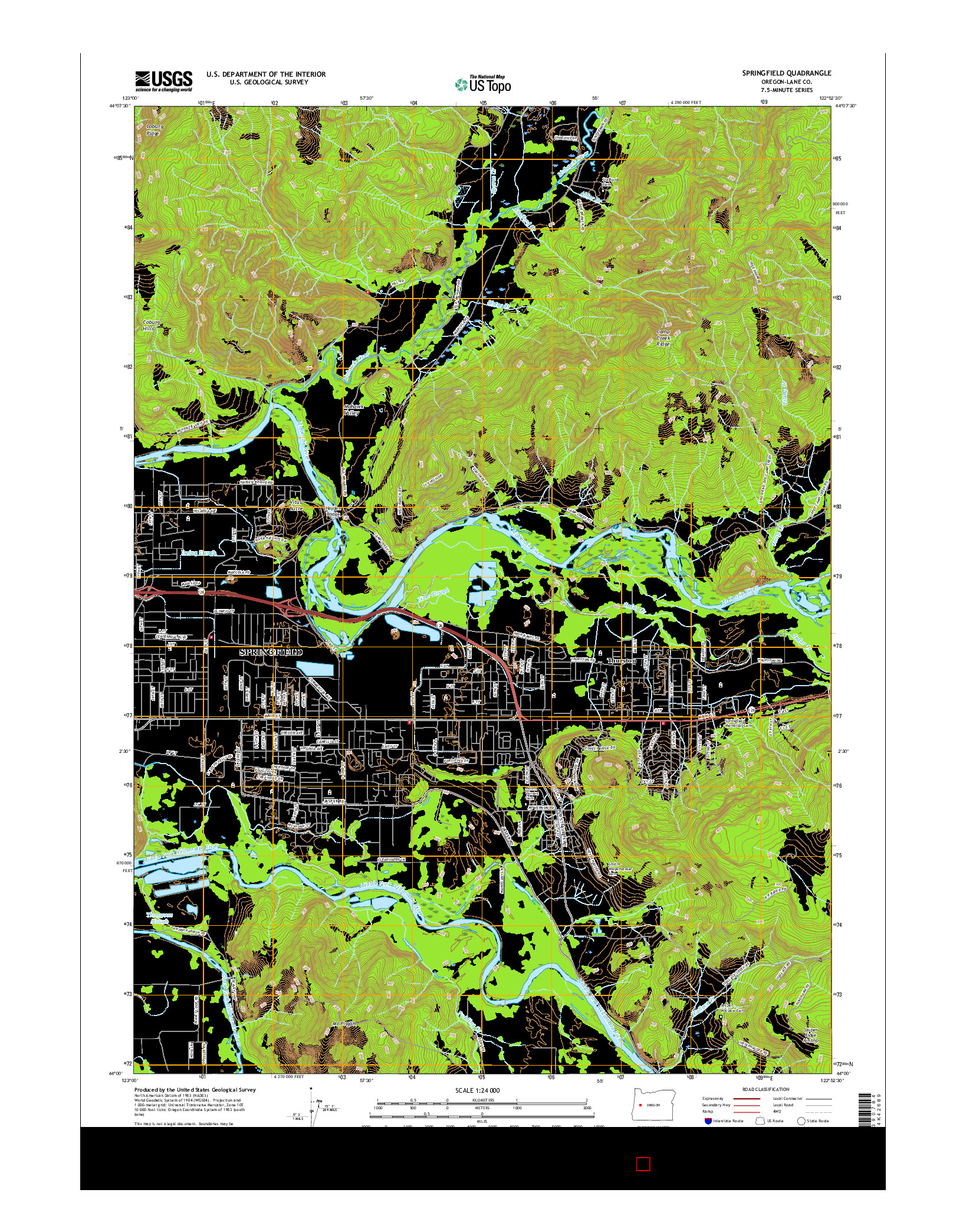 USGS US TOPO 7.5-MINUTE MAP FOR SPRINGFIELD, OR 2017