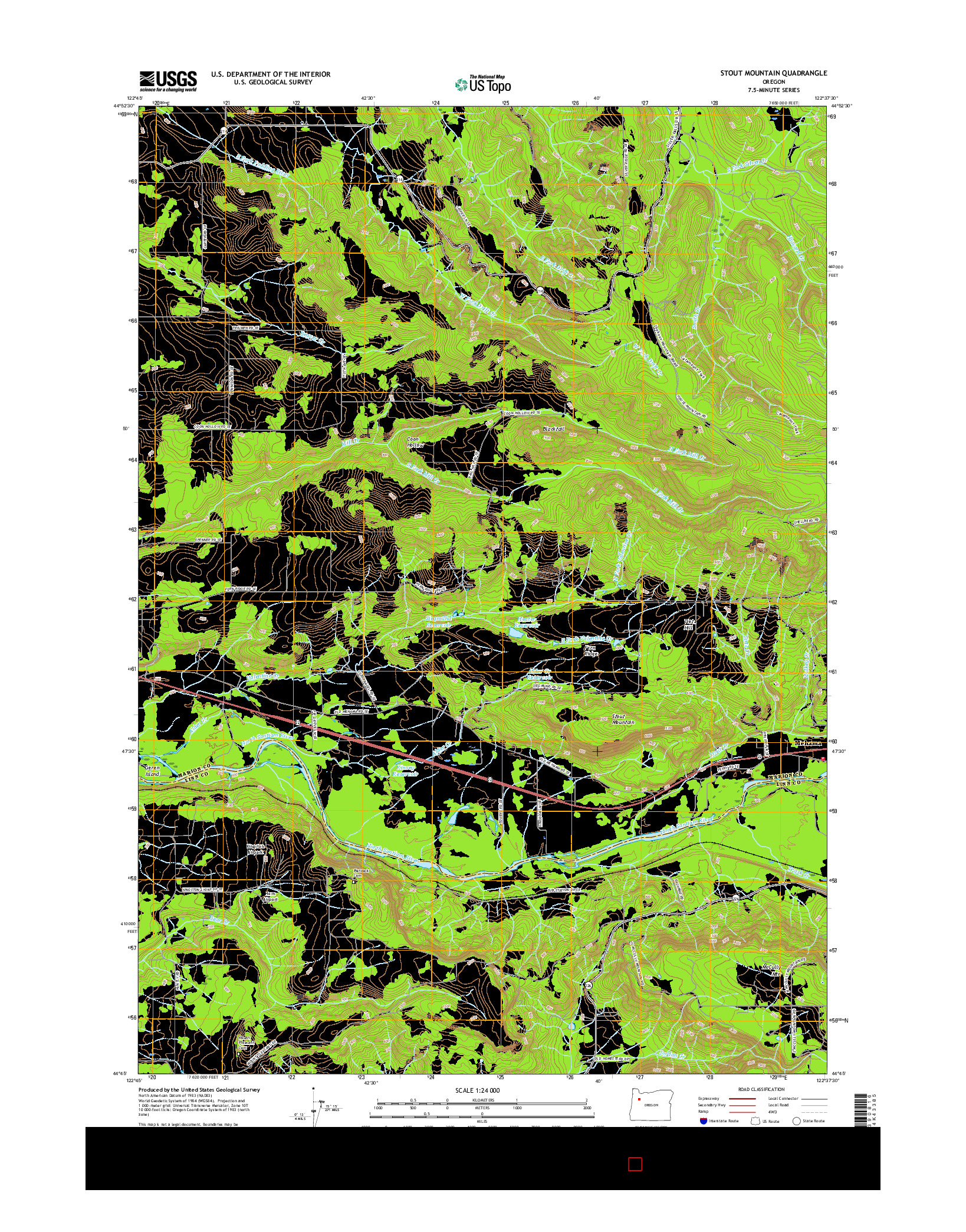 USGS US TOPO 7.5-MINUTE MAP FOR STOUT MOUNTAIN, OR 2017