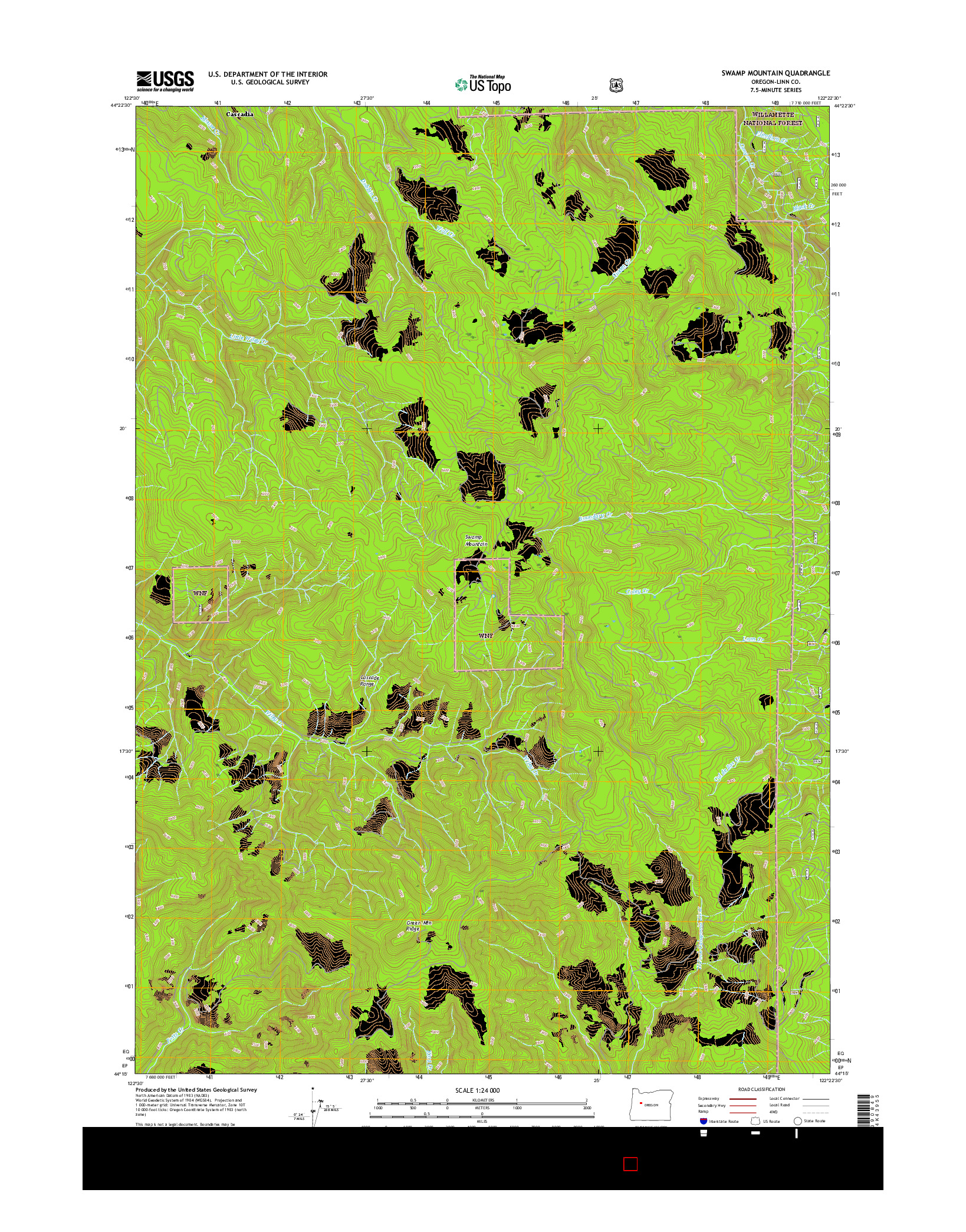 USGS US TOPO 7.5-MINUTE MAP FOR SWAMP MOUNTAIN, OR 2017