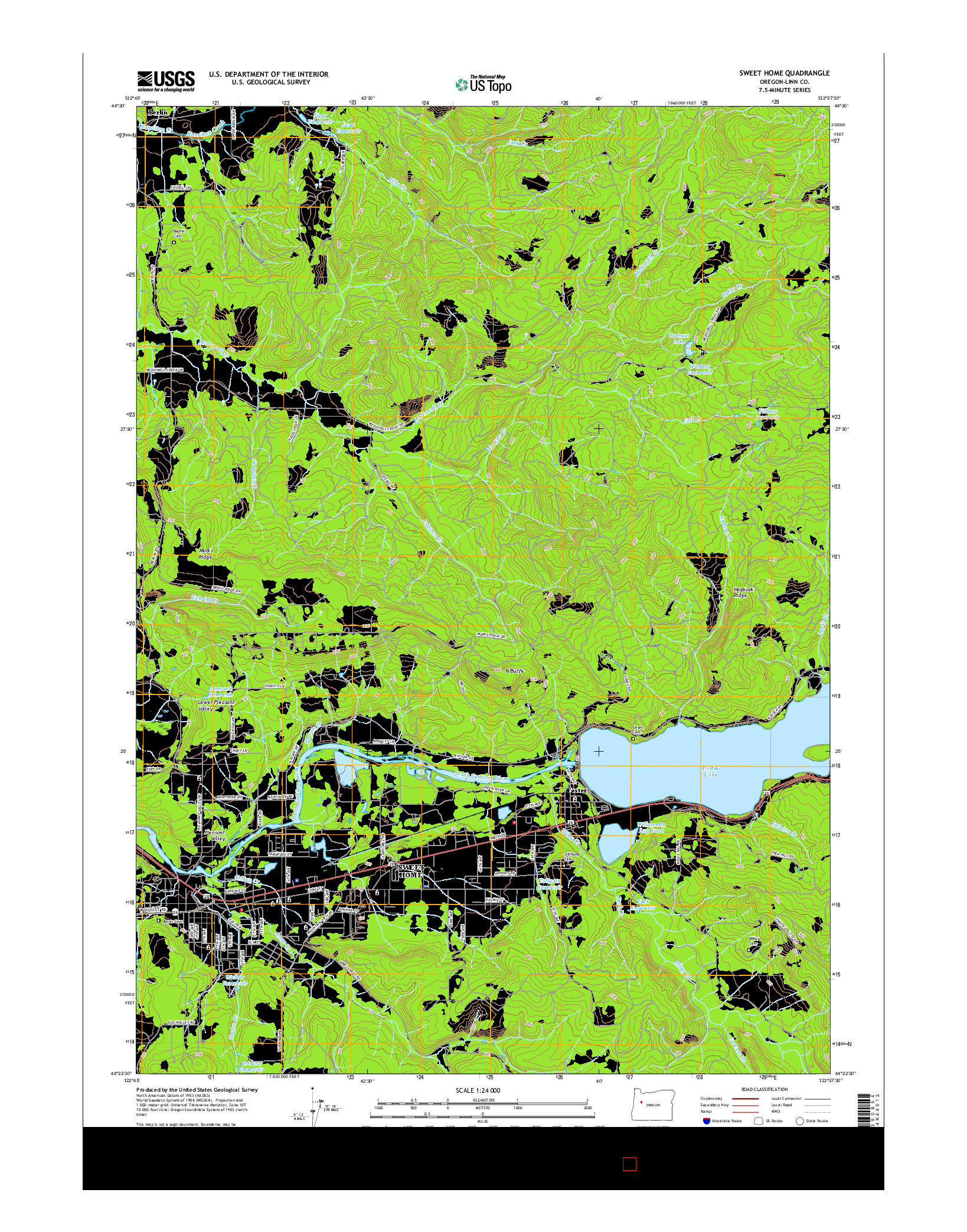 USGS US TOPO 7.5-MINUTE MAP FOR SWEET HOME, OR 2017