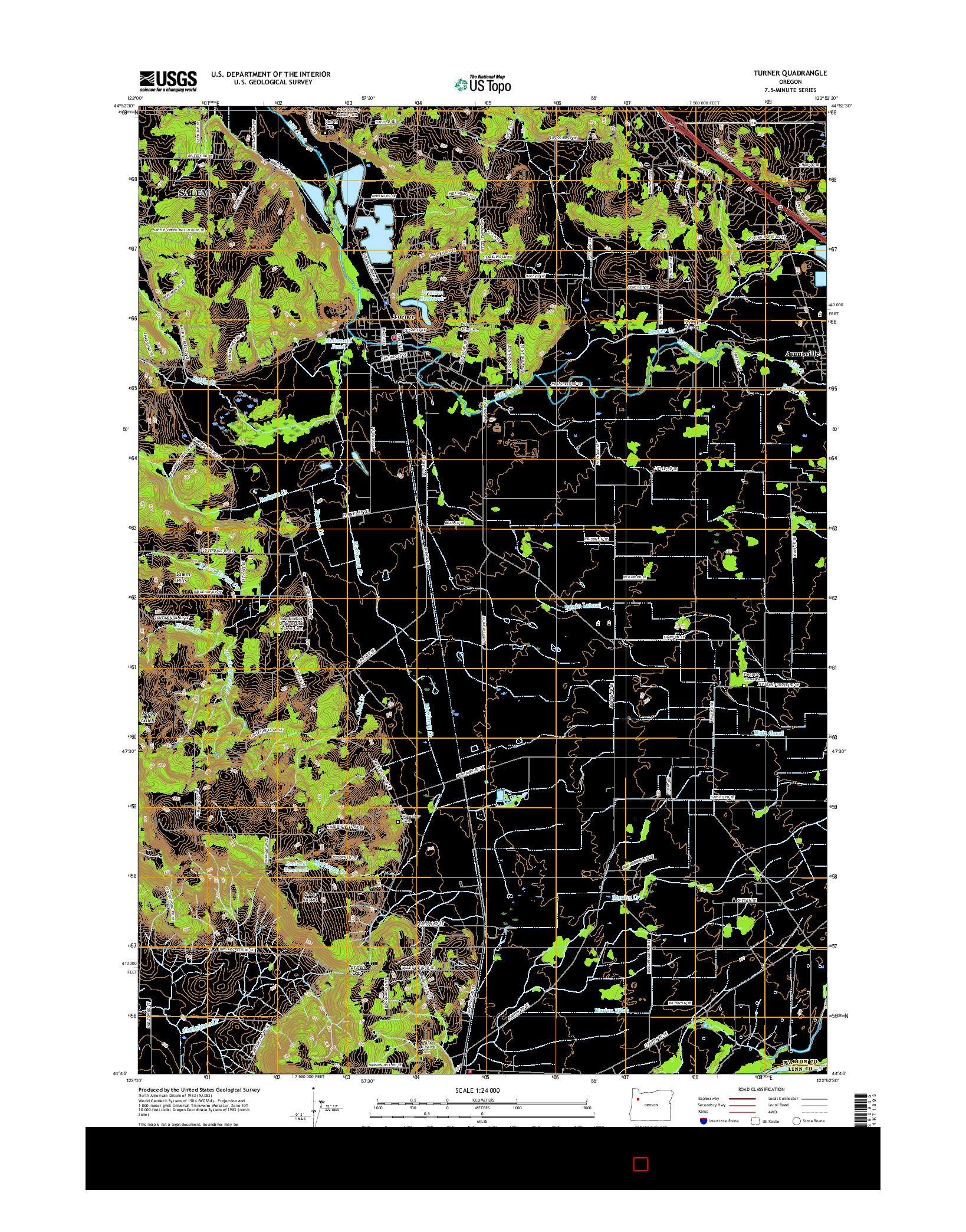 USGS US TOPO 7.5-MINUTE MAP FOR TURNER, OR 2017