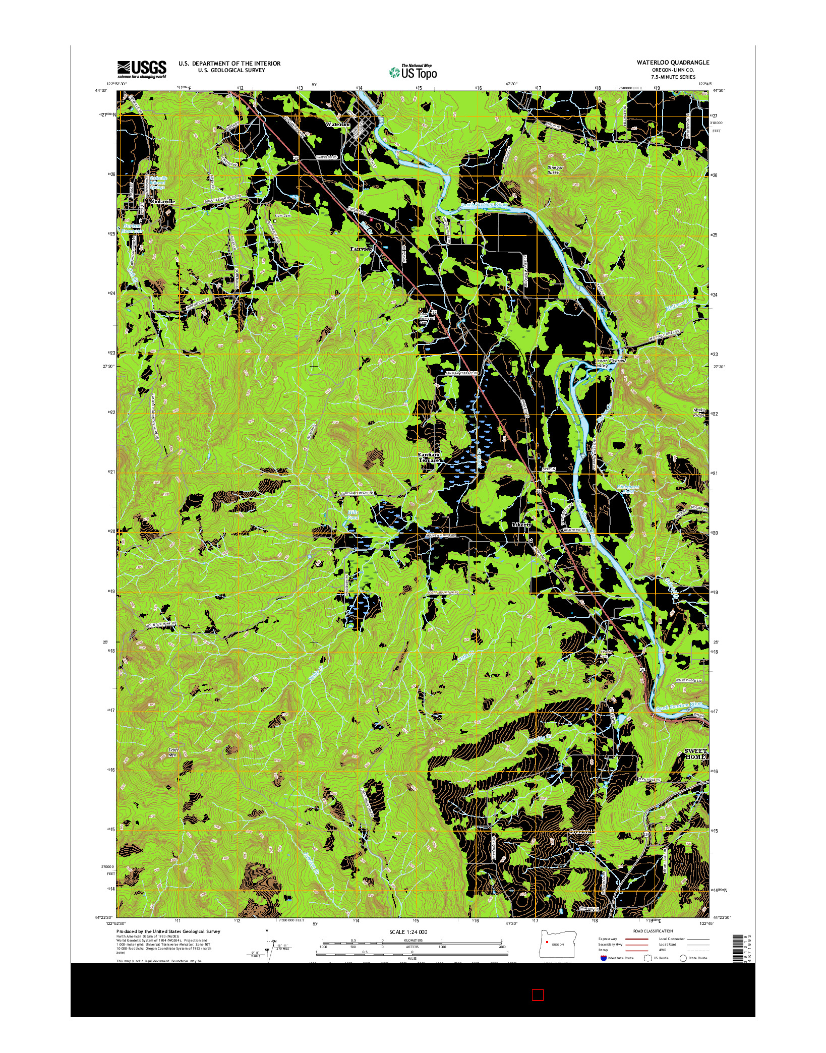 USGS US TOPO 7.5-MINUTE MAP FOR WATERLOO, OR 2017