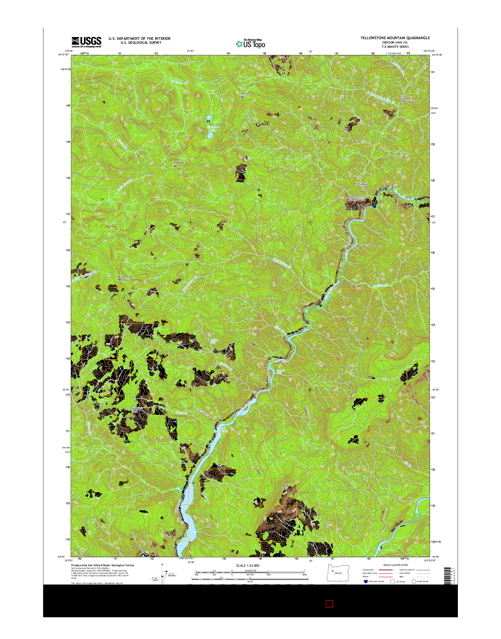 USGS US TOPO 7.5-MINUTE MAP FOR YELLOWSTONE MOUNTAIN, OR 2017
