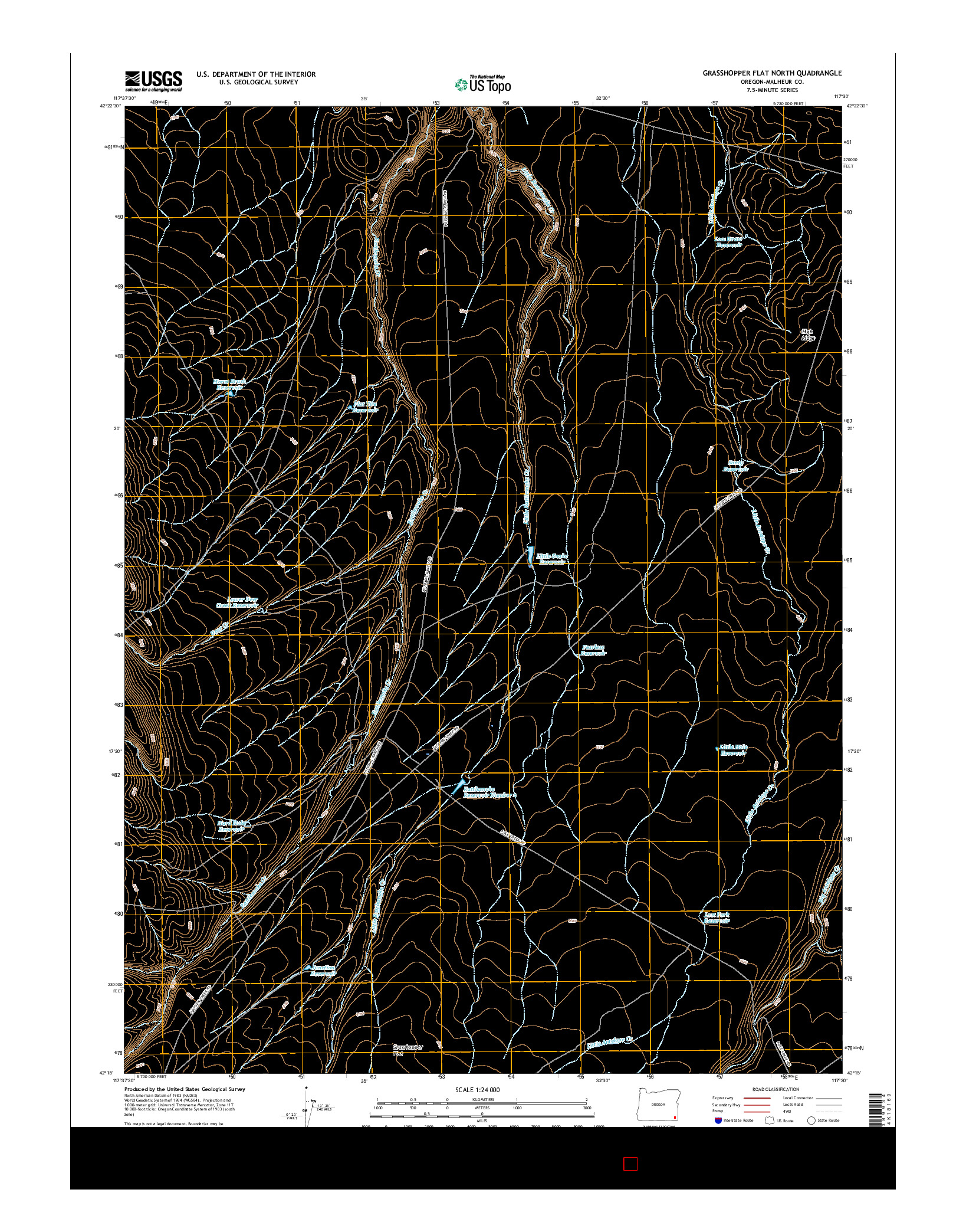 USGS US TOPO 7.5-MINUTE MAP FOR GRASSHOPPER FLAT NORTH, OR 2017