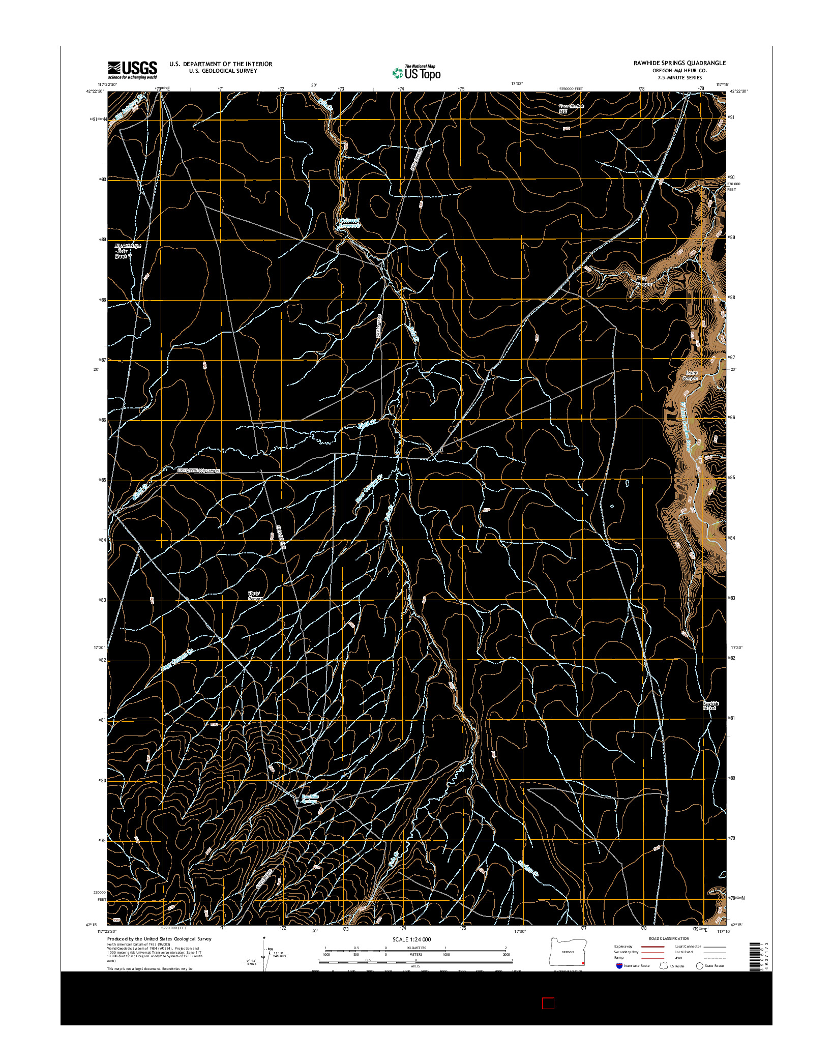 USGS US TOPO 7.5-MINUTE MAP FOR RAWHIDE SPRINGS, OR 2017