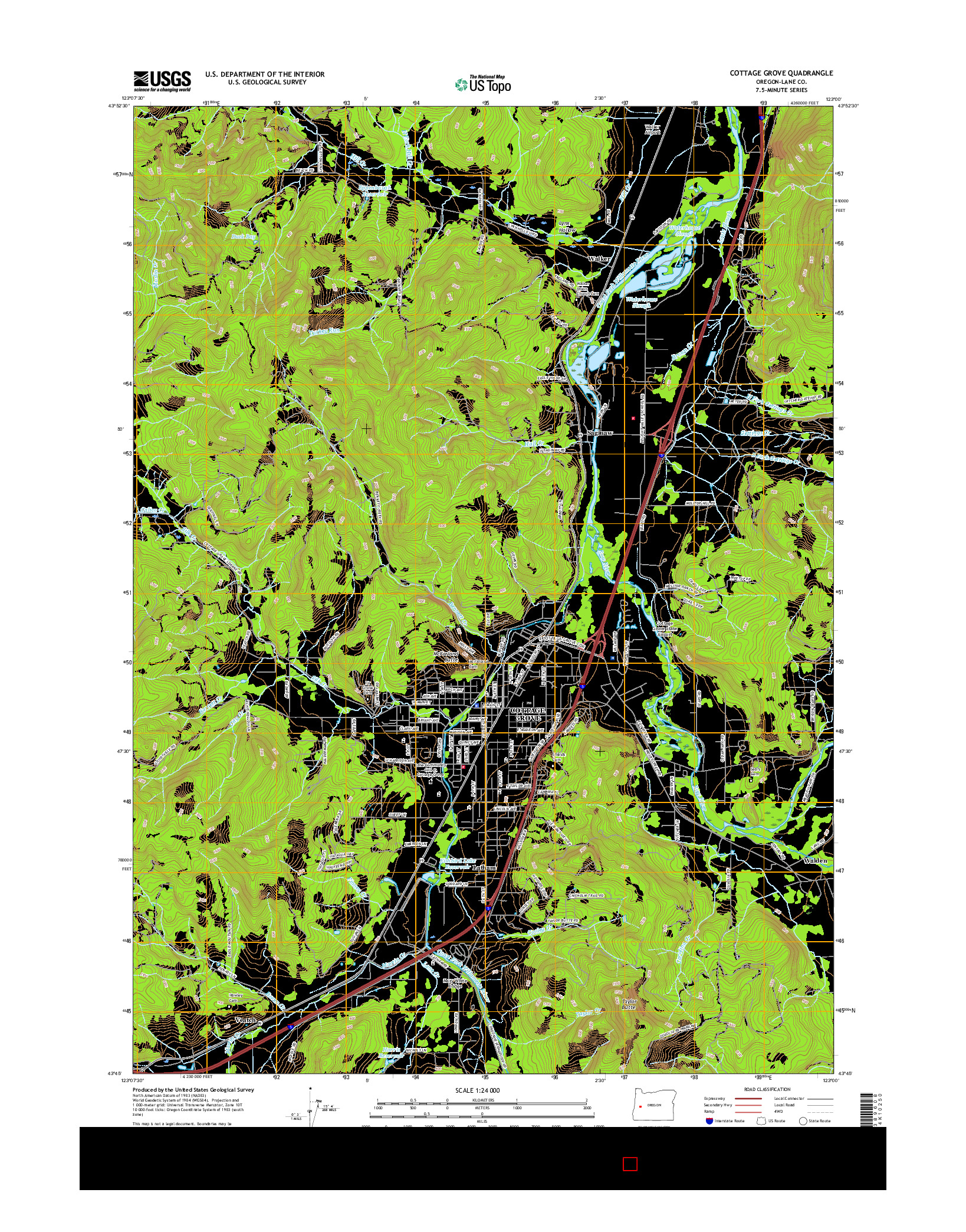 USGS US TOPO 7.5-MINUTE MAP FOR COTTAGE GROVE, OR 2017