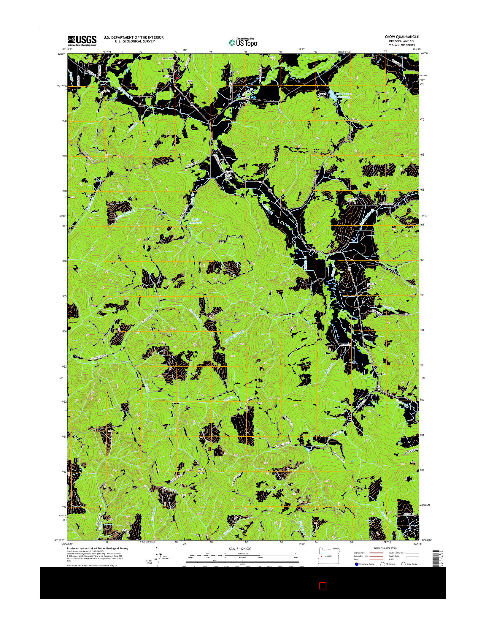 USGS US TOPO 7.5-MINUTE MAP FOR CROW, OR 2017