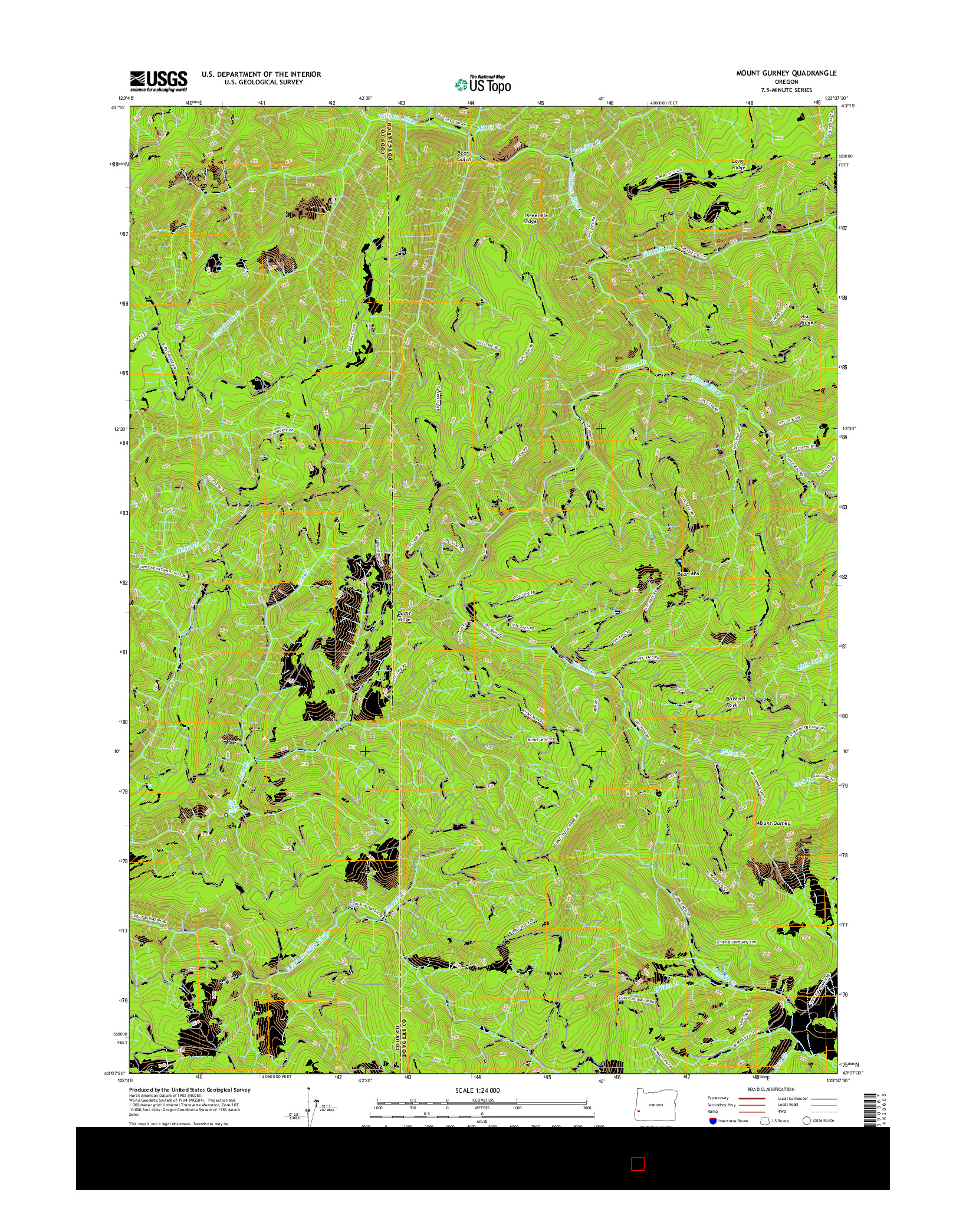 USGS US TOPO 7.5-MINUTE MAP FOR MOUNT GURNEY, OR 2017