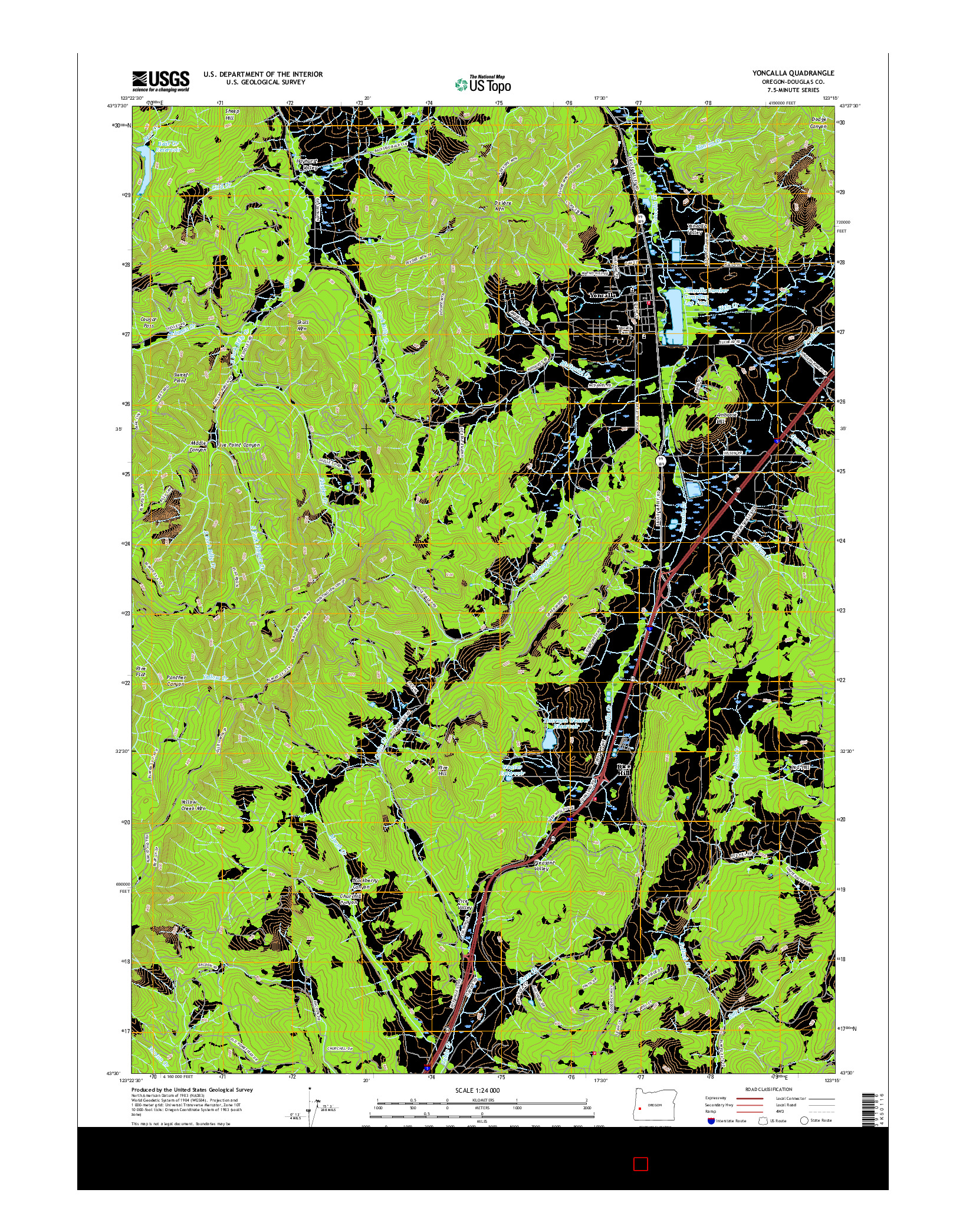 USGS US TOPO 7.5-MINUTE MAP FOR YONCALLA, OR 2017