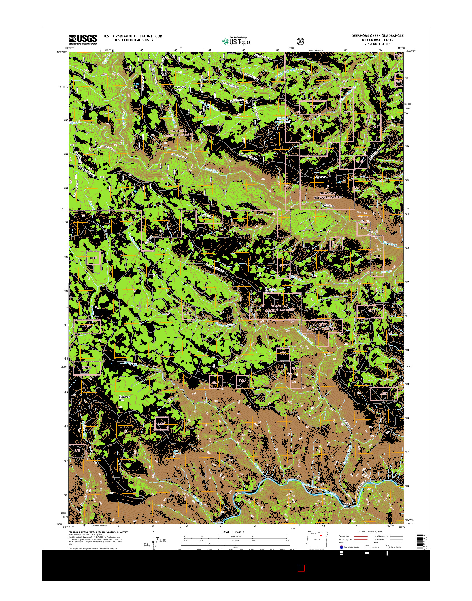 USGS US TOPO 7.5-MINUTE MAP FOR DEERHORN CREEK, OR 2017