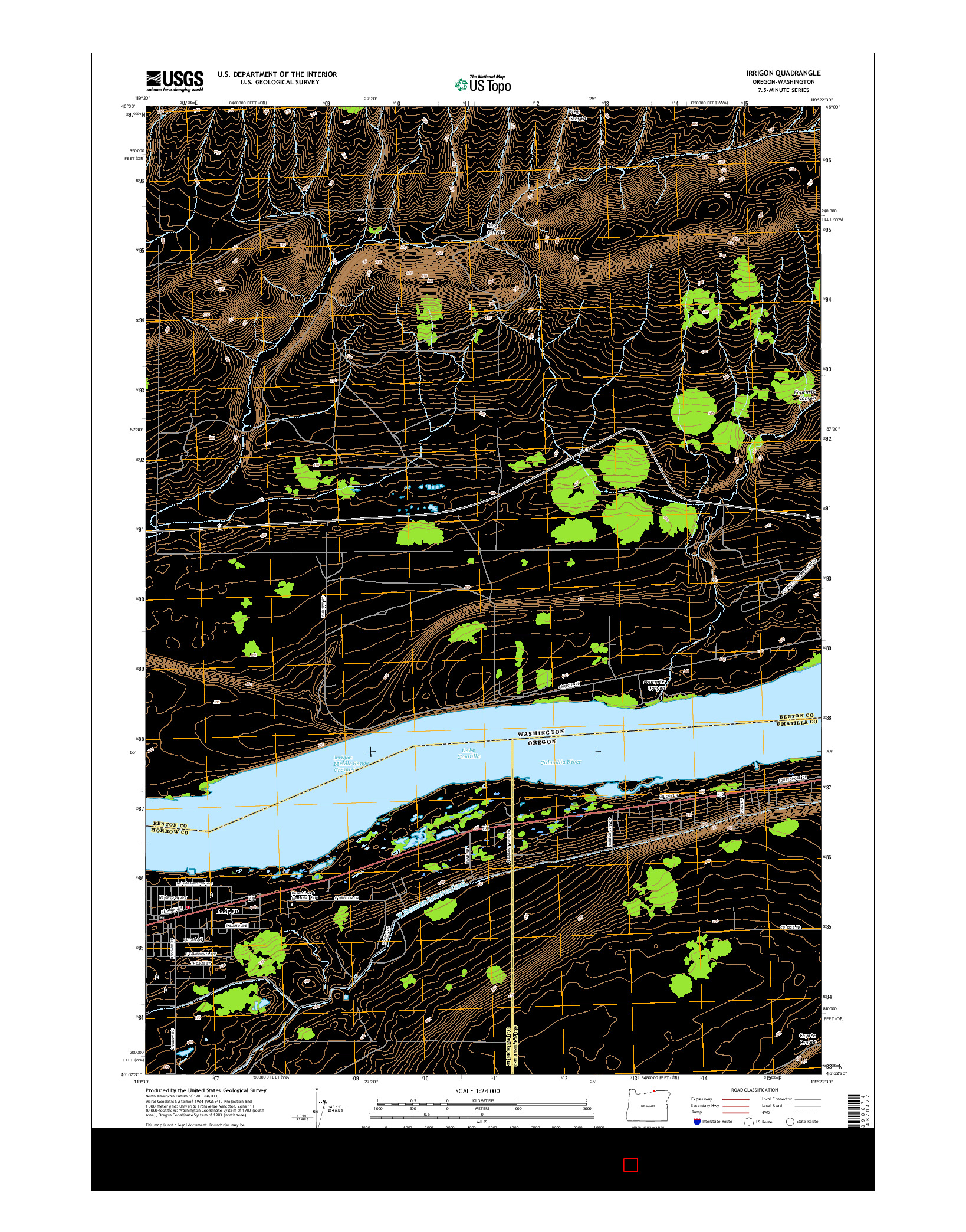 USGS US TOPO 7.5-MINUTE MAP FOR IRRIGON, OR-WA 2017