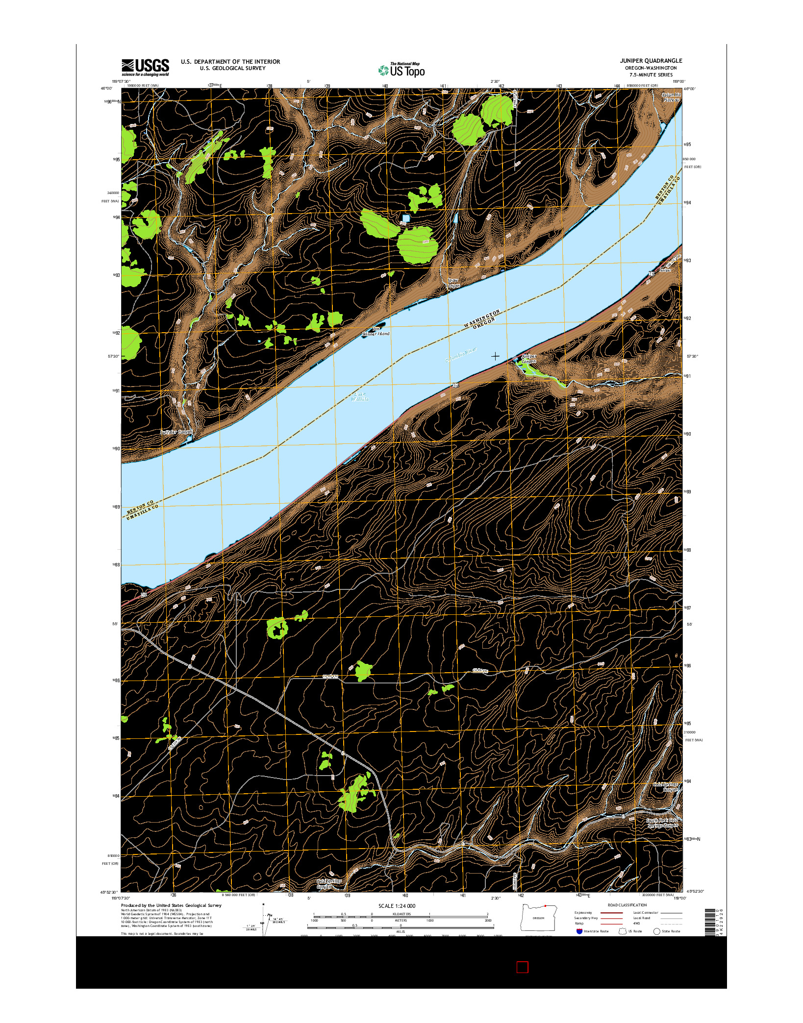 USGS US TOPO 7.5-MINUTE MAP FOR JUNIPER, OR-WA 2017