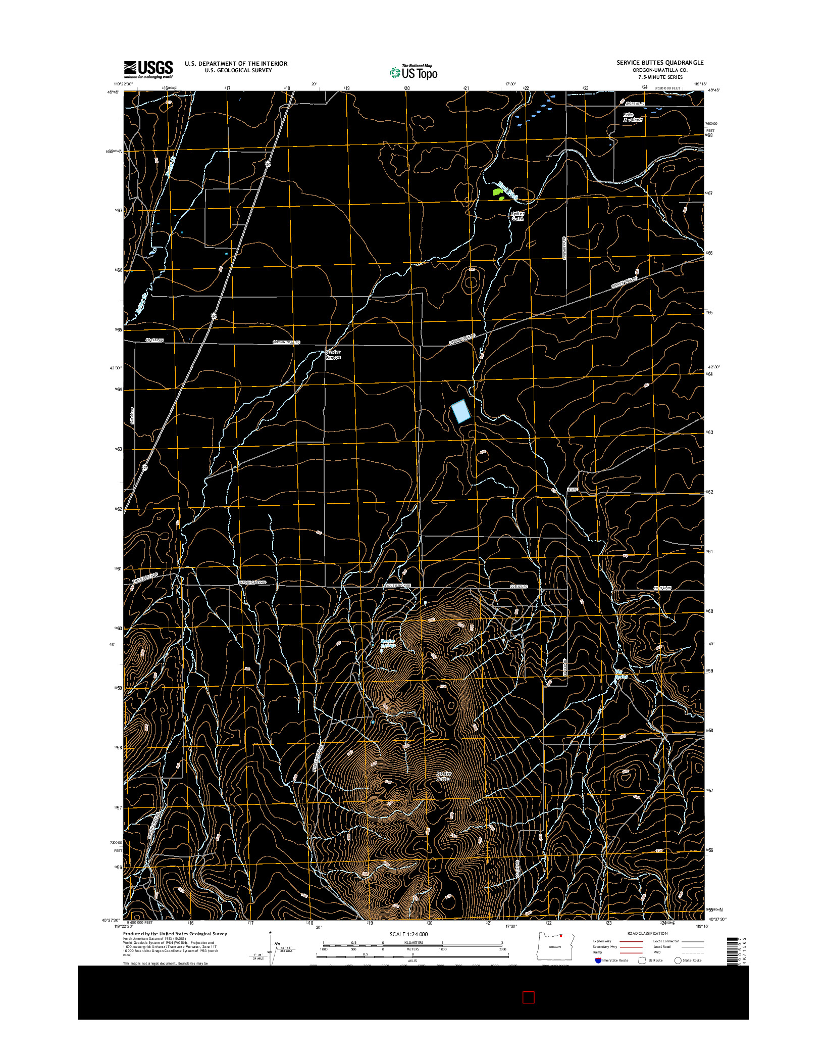 USGS US TOPO 7.5-MINUTE MAP FOR SERVICE BUTTES, OR 2017