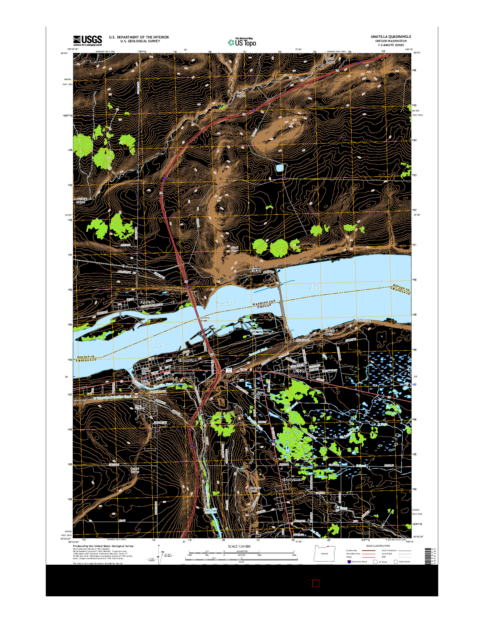 USGS US TOPO 7.5-MINUTE MAP FOR UMATILLA, OR-WA 2017