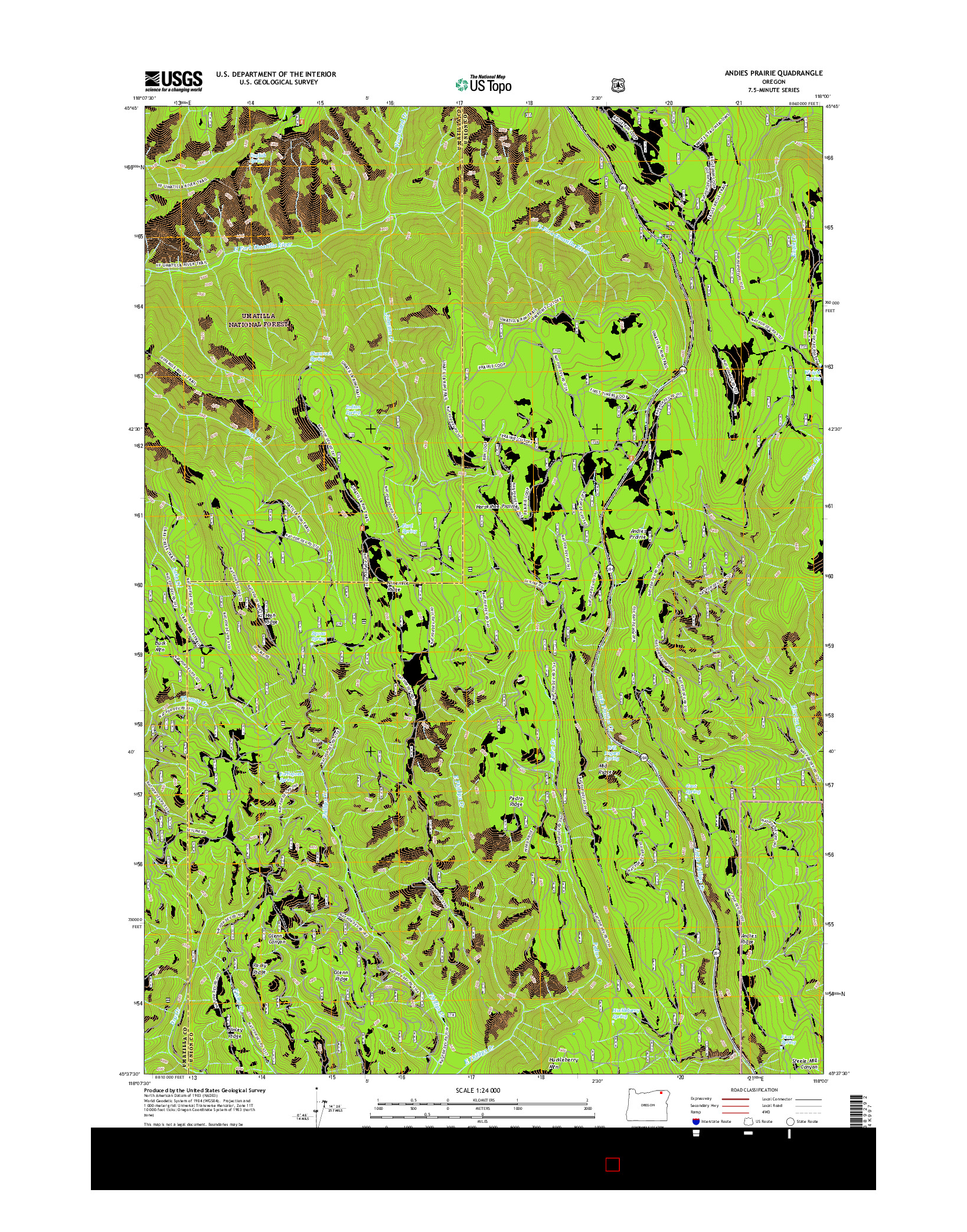 USGS US TOPO 7.5-MINUTE MAP FOR ANDIES PRAIRIE, OR 2017