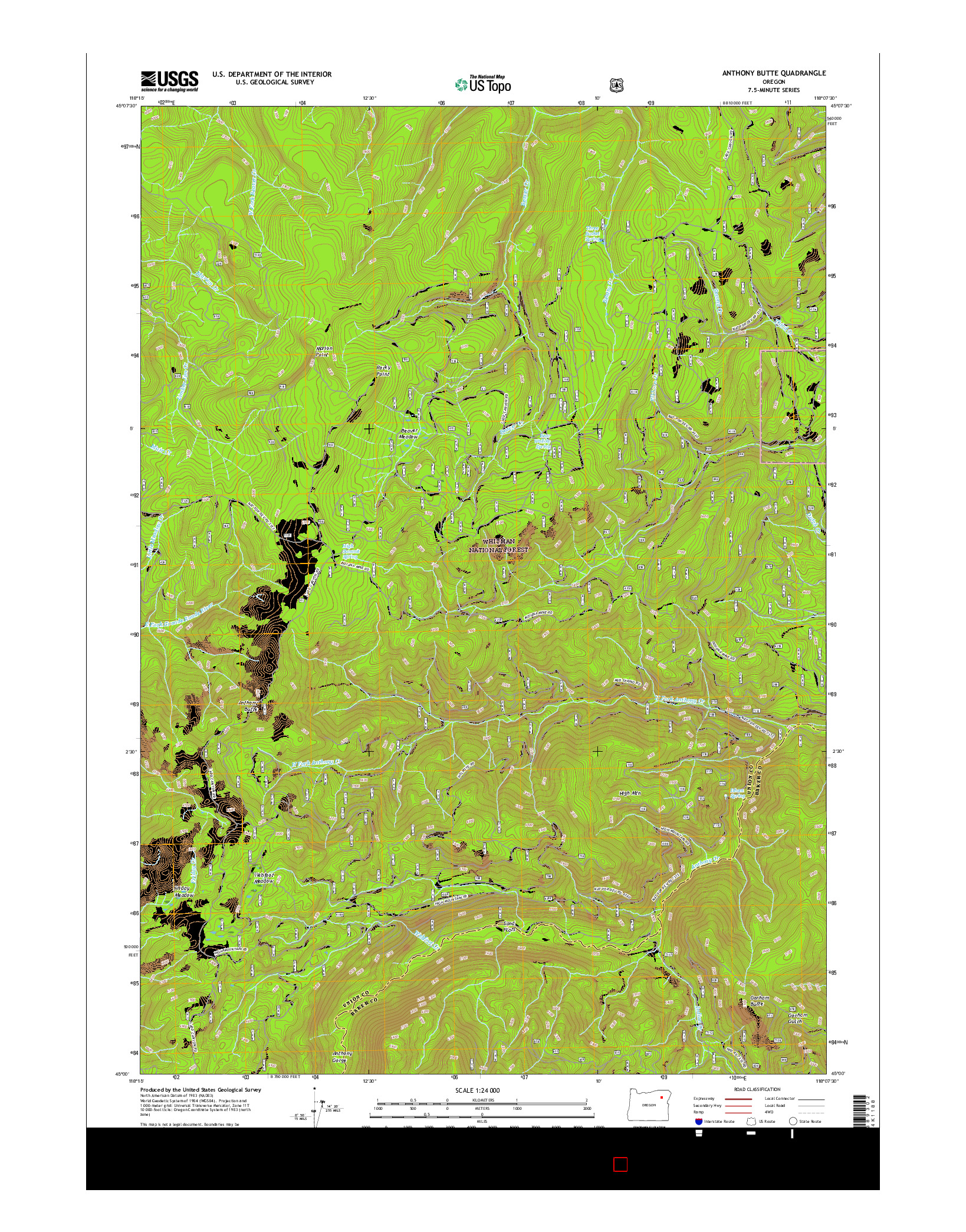 USGS US TOPO 7.5-MINUTE MAP FOR ANTHONY BUTTE, OR 2017