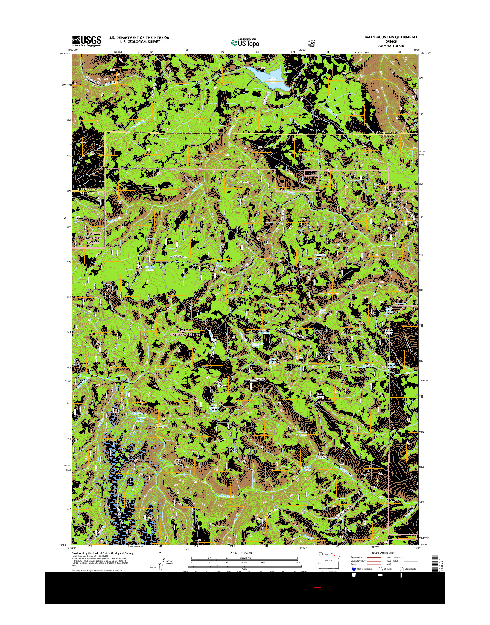 USGS US TOPO 7.5-MINUTE MAP FOR BALLY MOUNTAIN, OR 2017