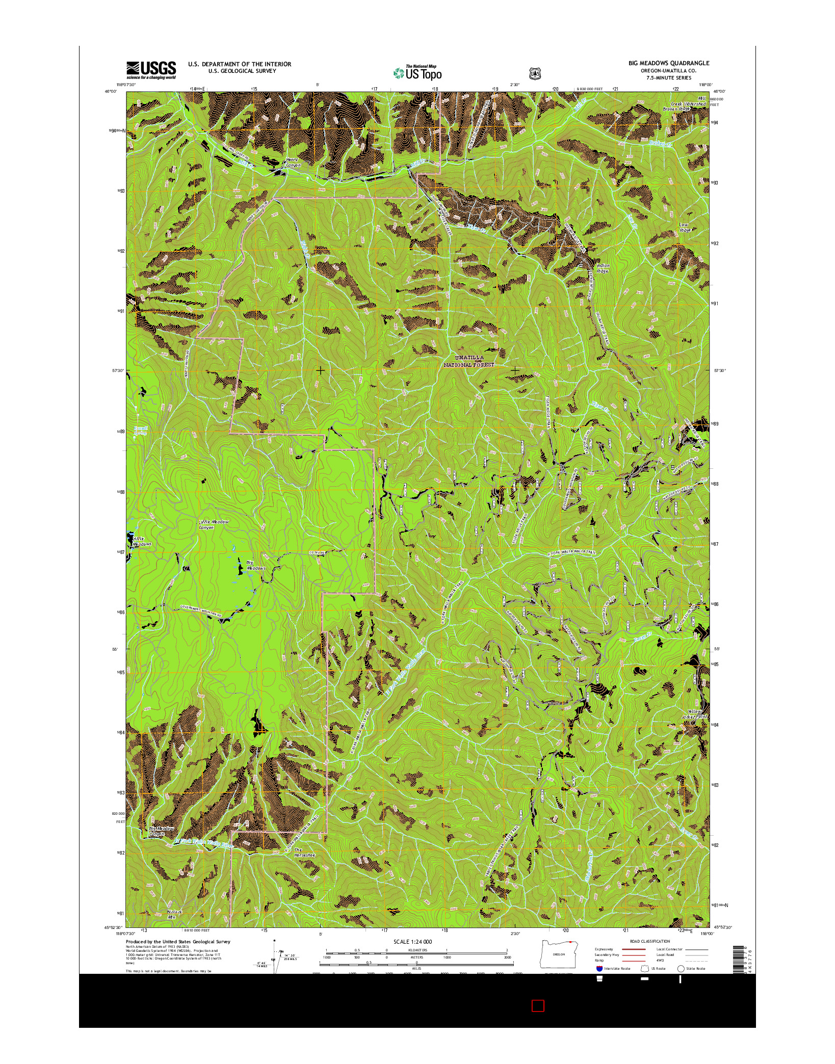 USGS US TOPO 7.5-MINUTE MAP FOR BIG MEADOWS, OR 2017