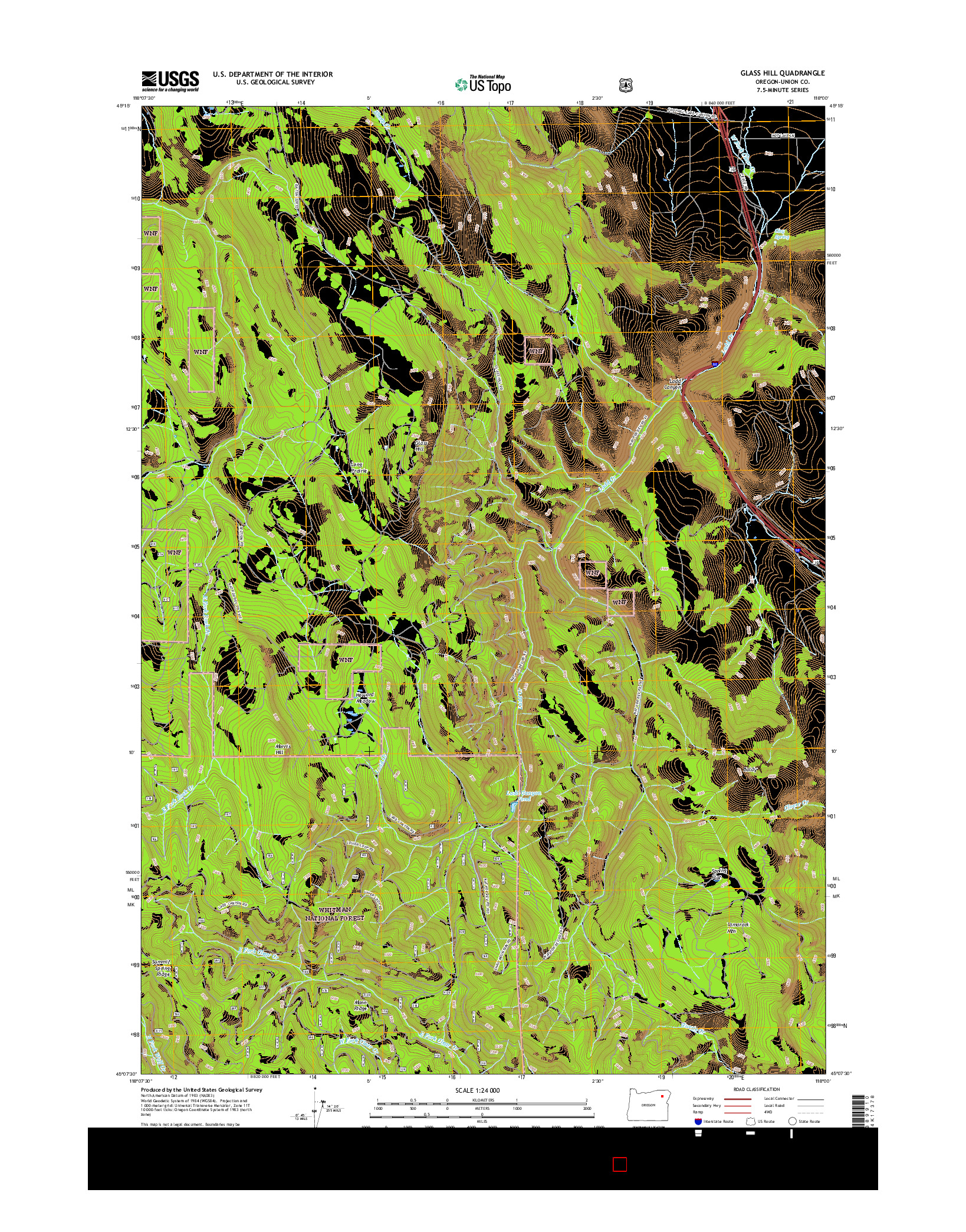 USGS US TOPO 7.5-MINUTE MAP FOR GLASS HILL, OR 2017