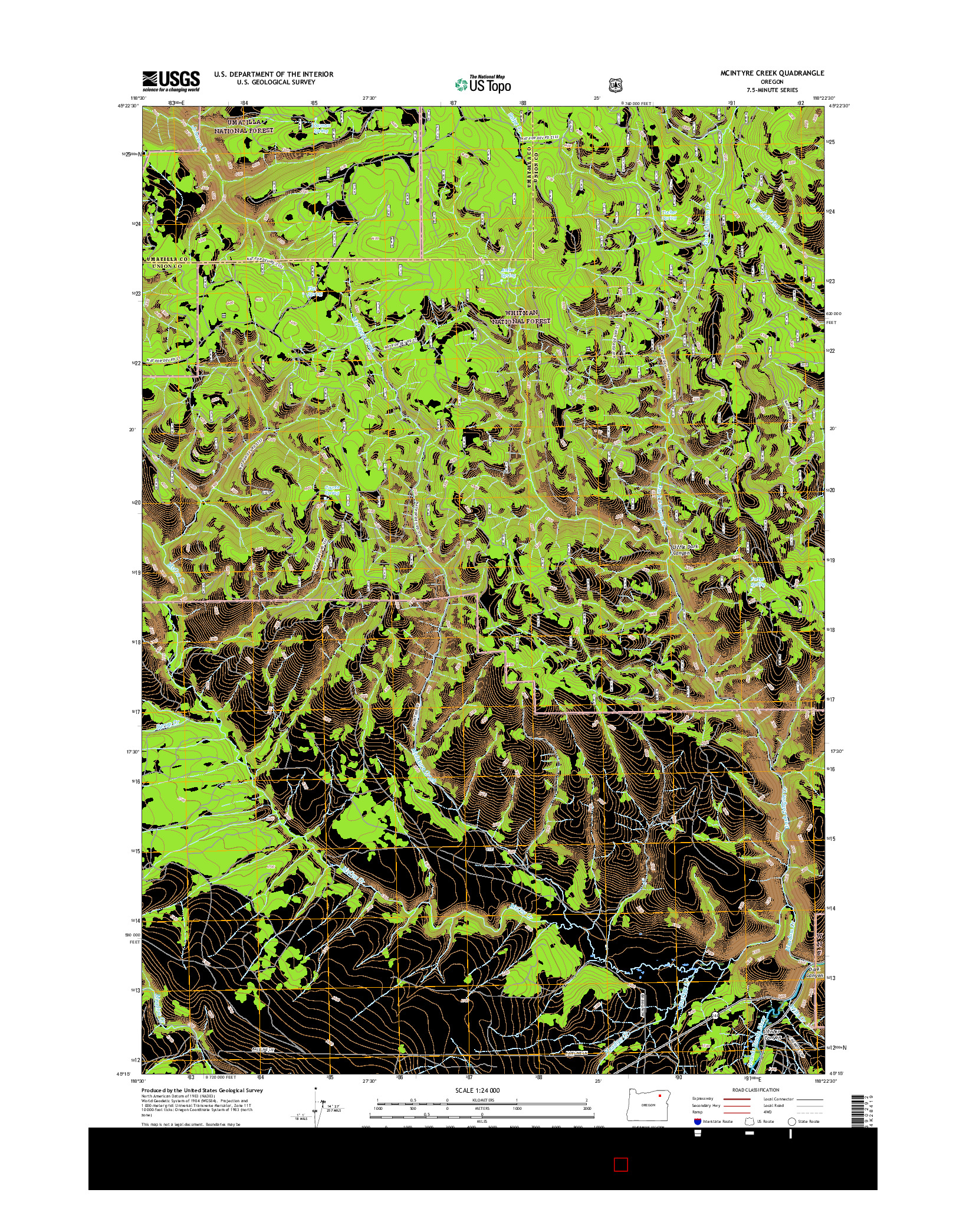 USGS US TOPO 7.5-MINUTE MAP FOR MCINTYRE CREEK, OR 2017