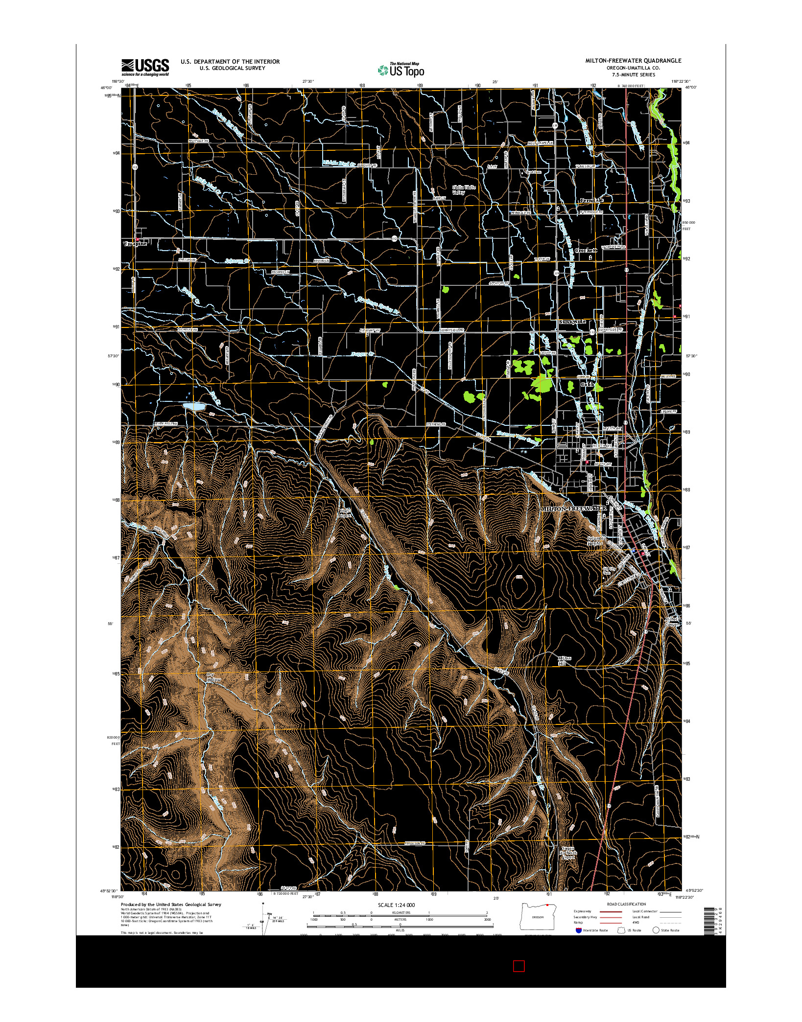 USGS US TOPO 7.5-MINUTE MAP FOR MILTON-FREEWATER, OR 2017