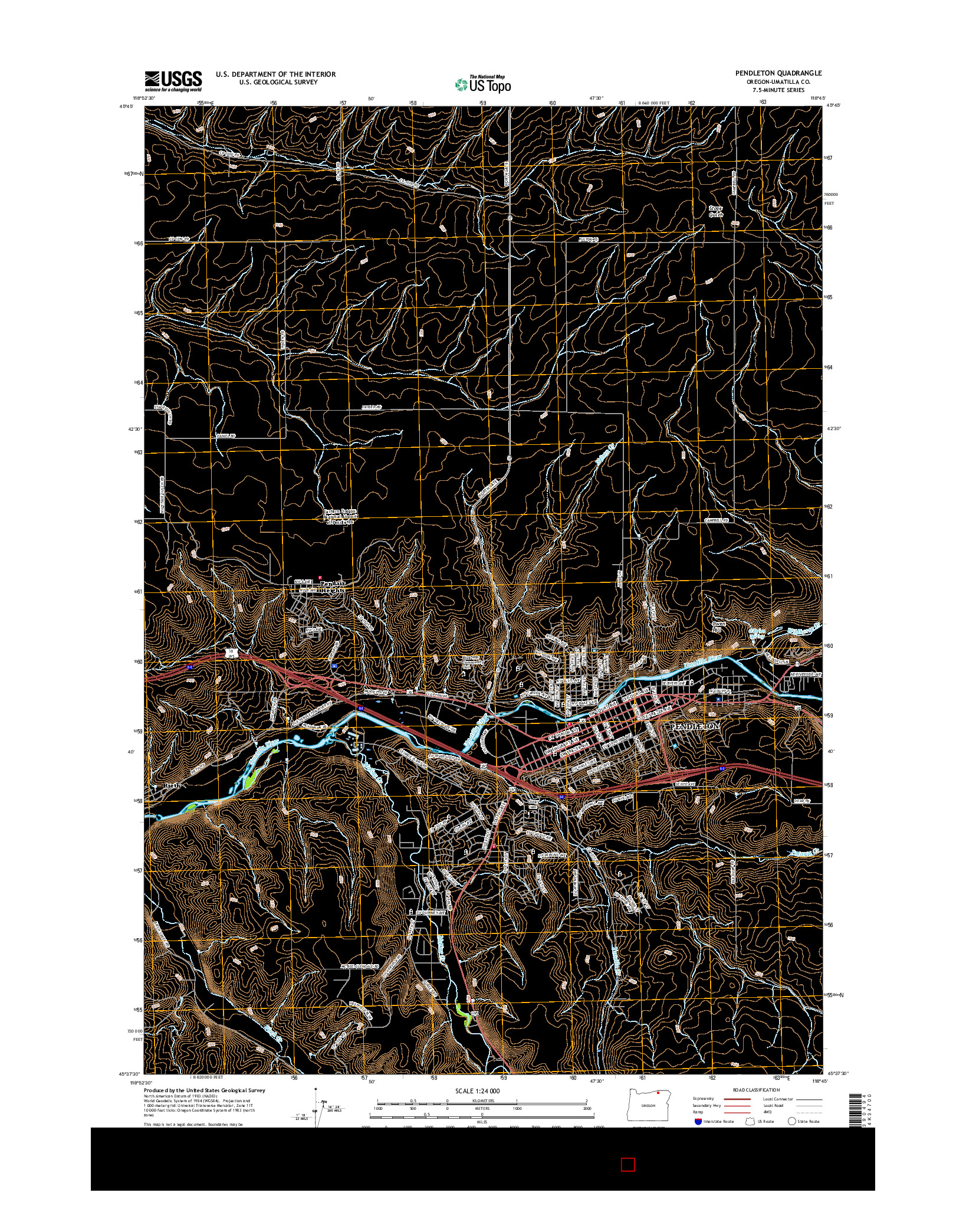 USGS US TOPO 7.5-MINUTE MAP FOR PENDLETON, OR 2017