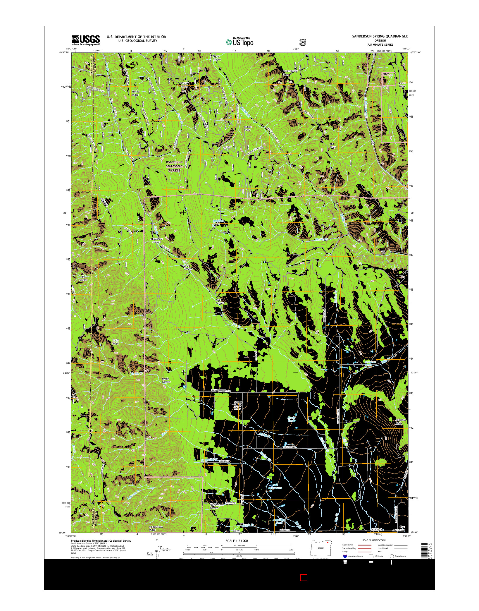 USGS US TOPO 7.5-MINUTE MAP FOR SANDERSON SPRING, OR 2017