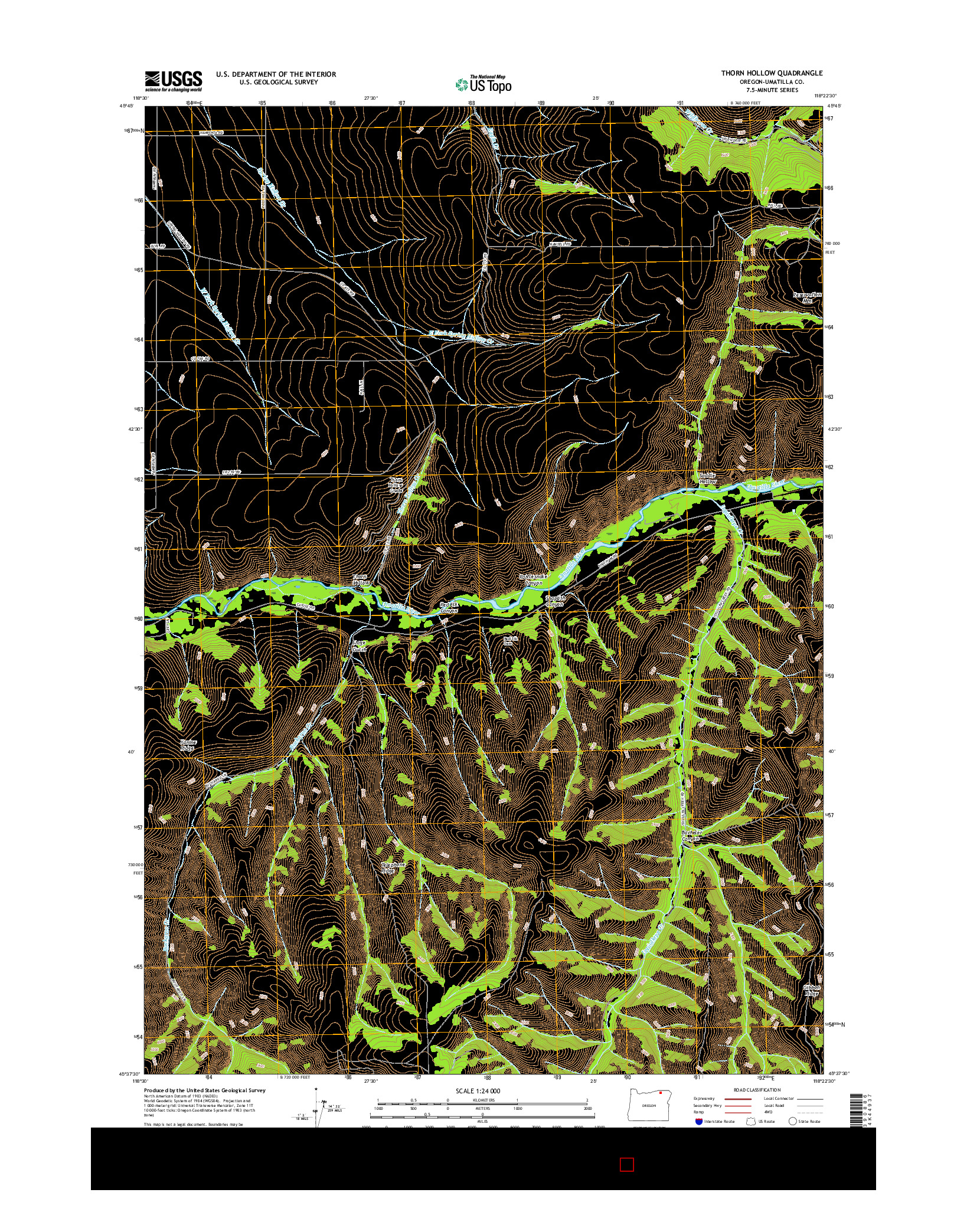 USGS US TOPO 7.5-MINUTE MAP FOR THORN HOLLOW, OR 2017