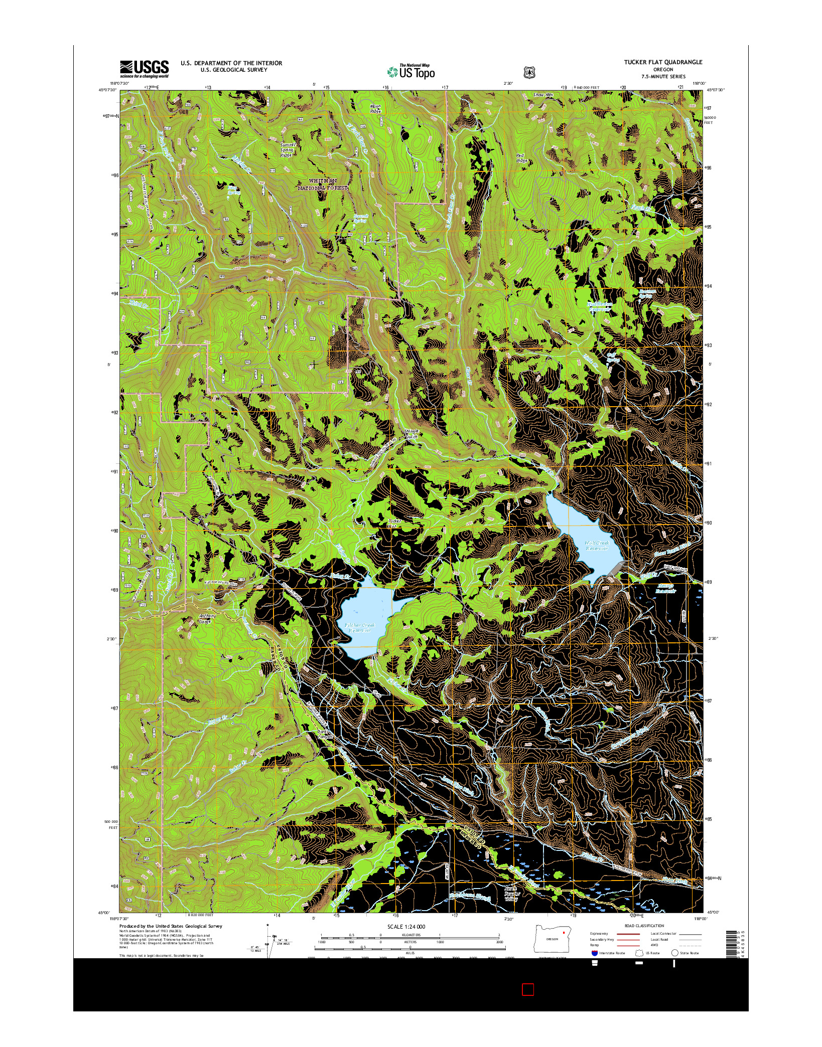 USGS US TOPO 7.5-MINUTE MAP FOR TUCKER FLAT, OR 2017