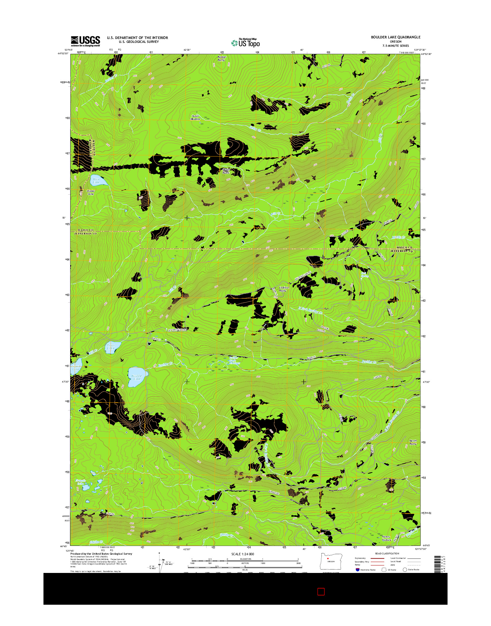 USGS US TOPO 7.5-MINUTE MAP FOR BOULDER LAKE, OR 2017