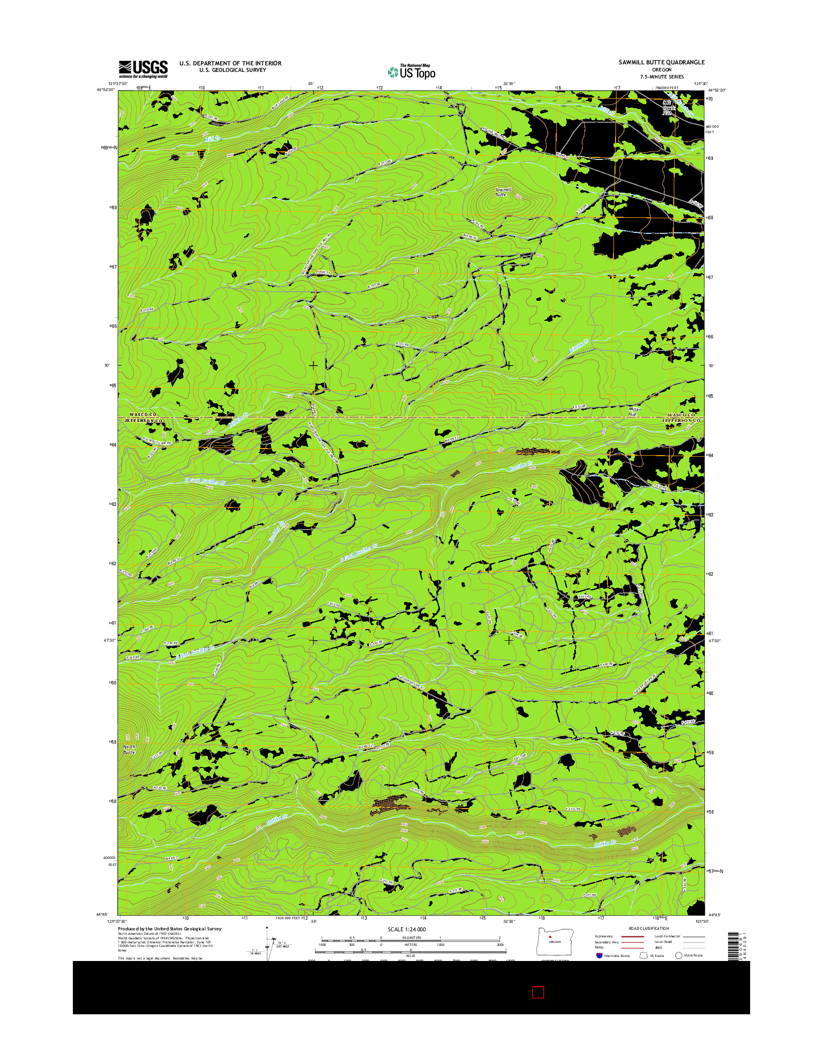 USGS US TOPO 7.5-MINUTE MAP FOR SAWMILL BUTTE, OR 2017