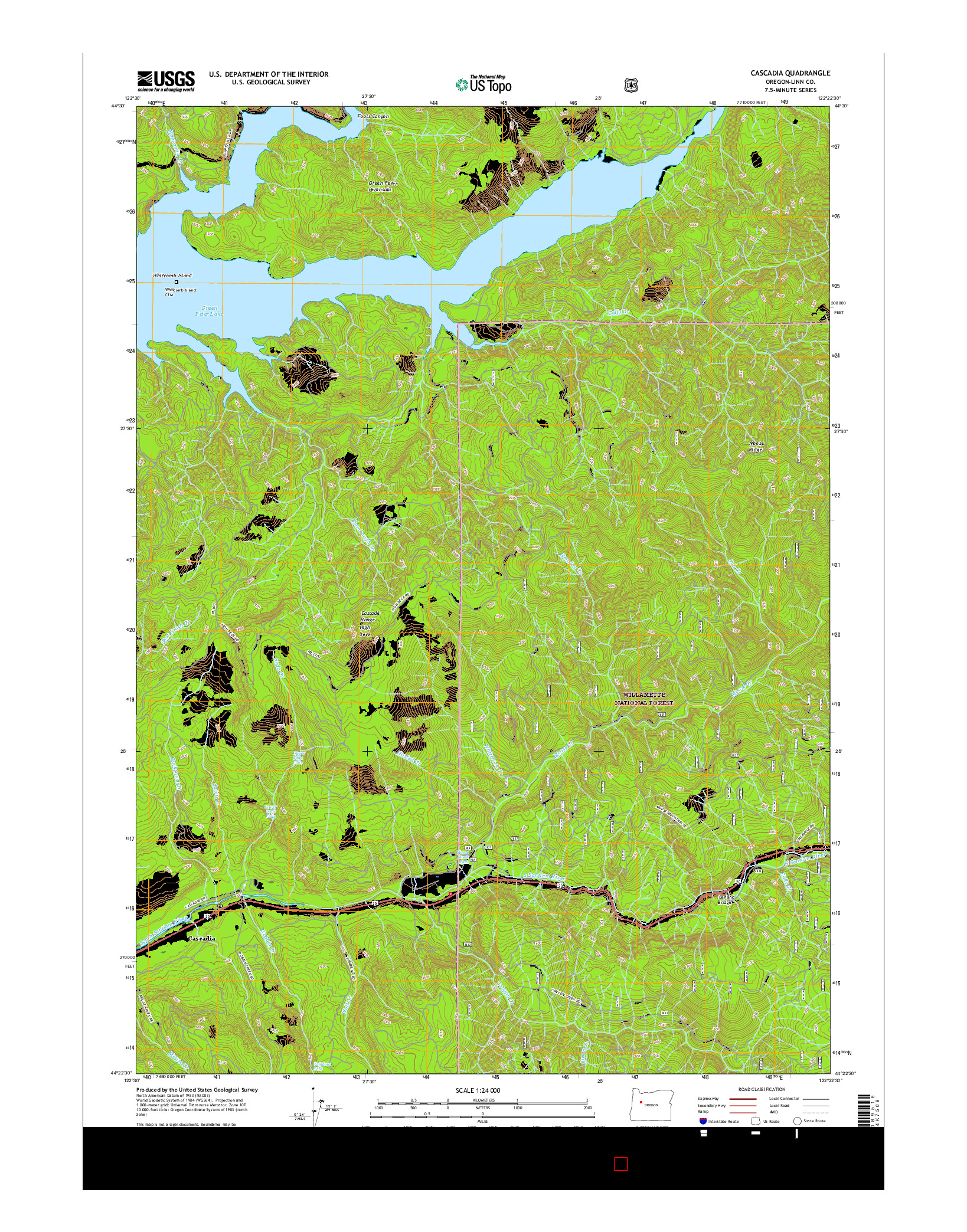 USGS US TOPO 7.5-MINUTE MAP FOR CASCADIA, OR 2017