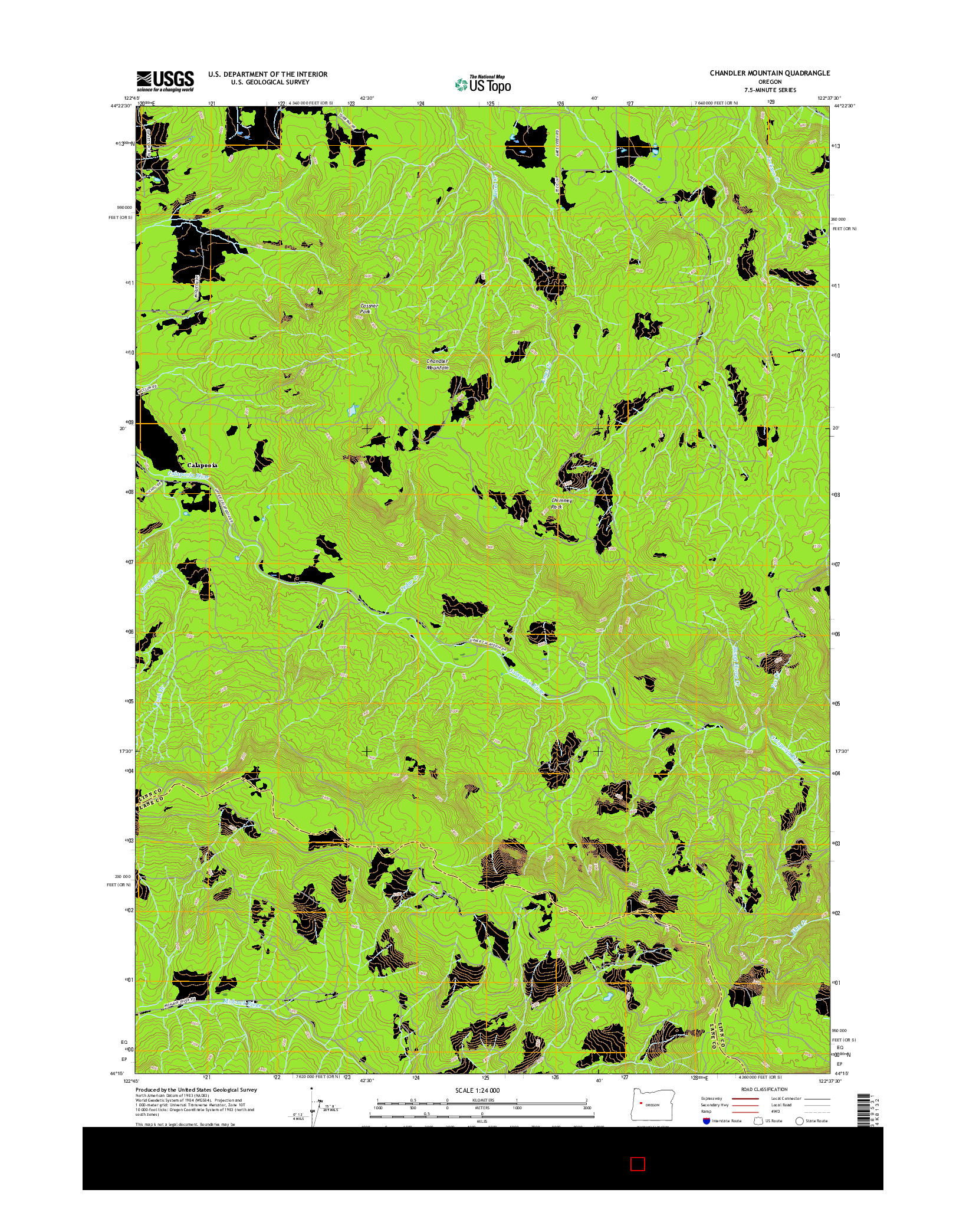 USGS US TOPO 7.5-MINUTE MAP FOR CHANDLER MOUNTAIN, OR 2017