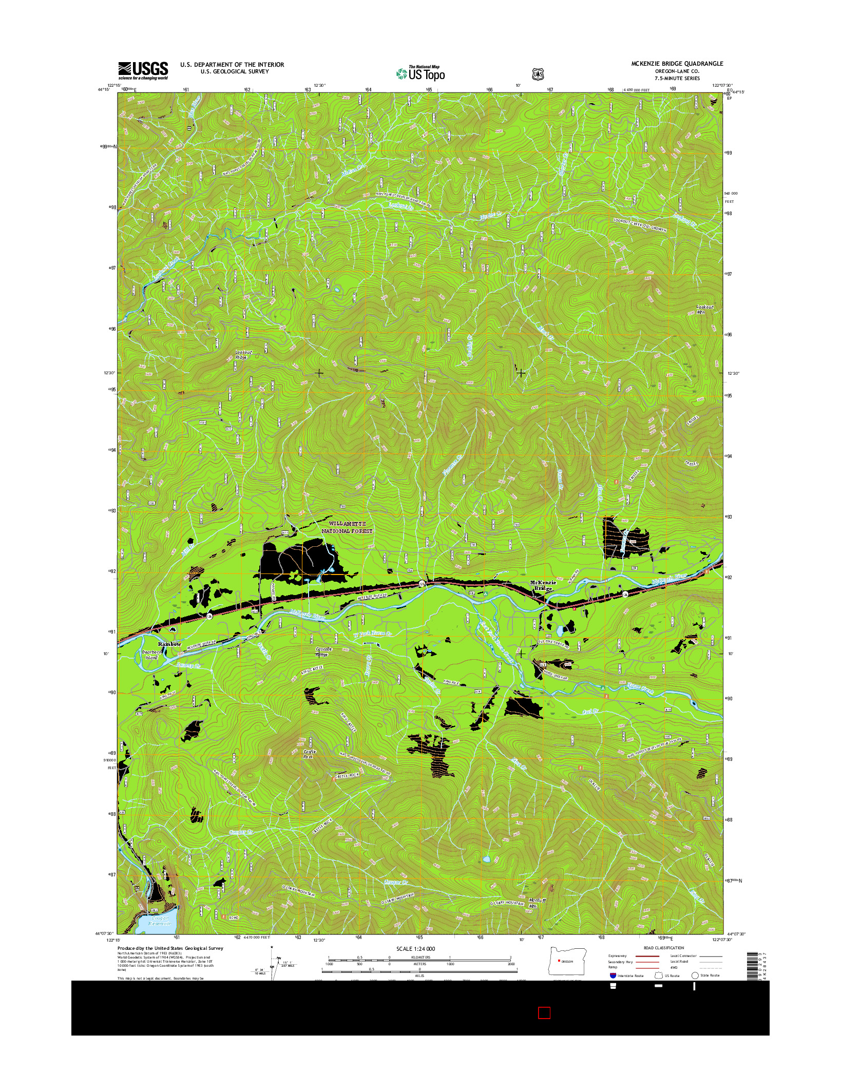 USGS US TOPO 7.5-MINUTE MAP FOR MCKENZIE BRIDGE, OR 2017